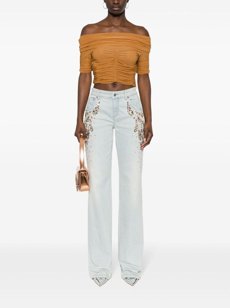 Blumarine crystal-embellished straight-leg jeans outlook