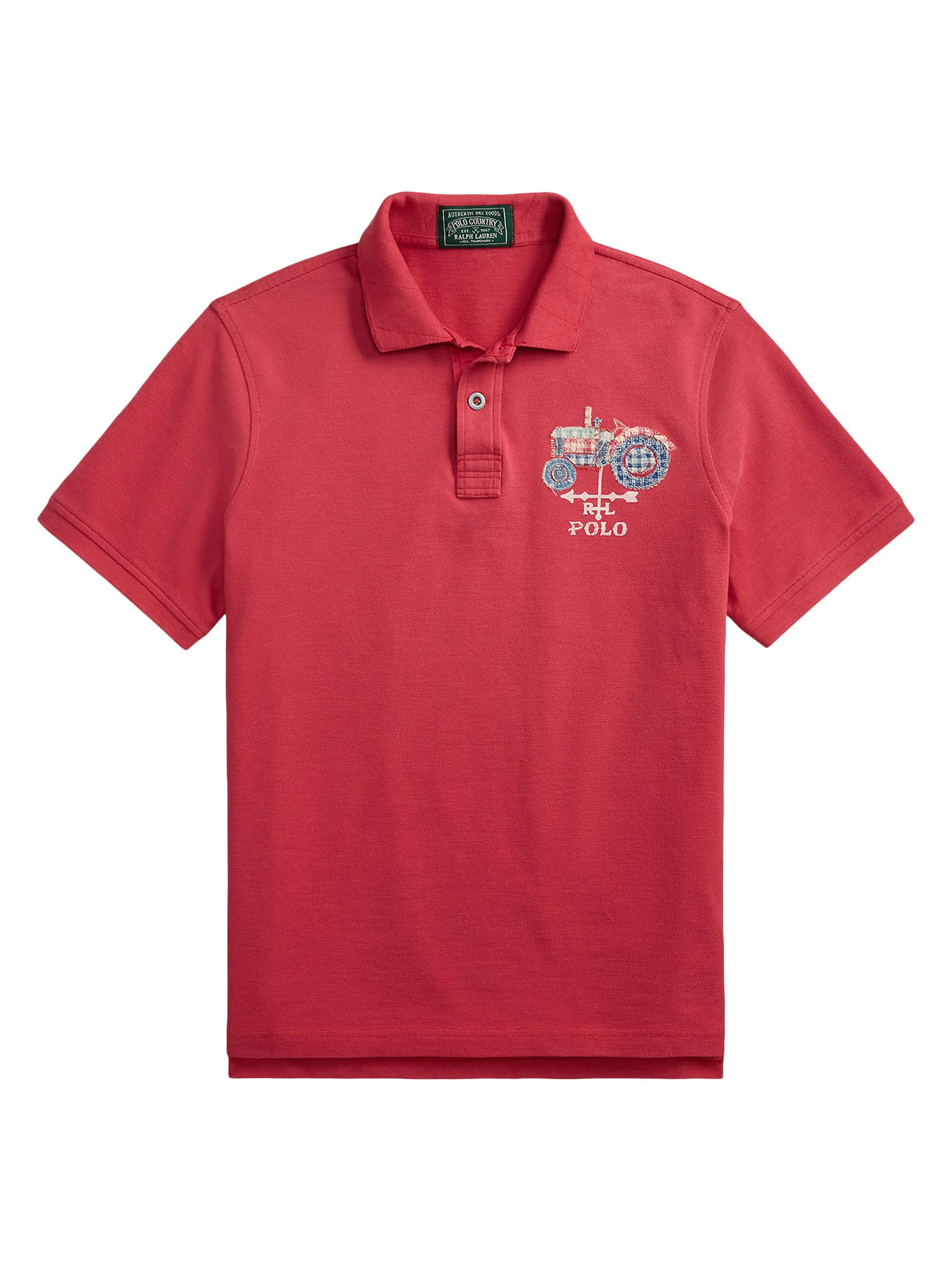Men's Artisan Cotton Mesh Polo Shirt - Sunrise Red - 1