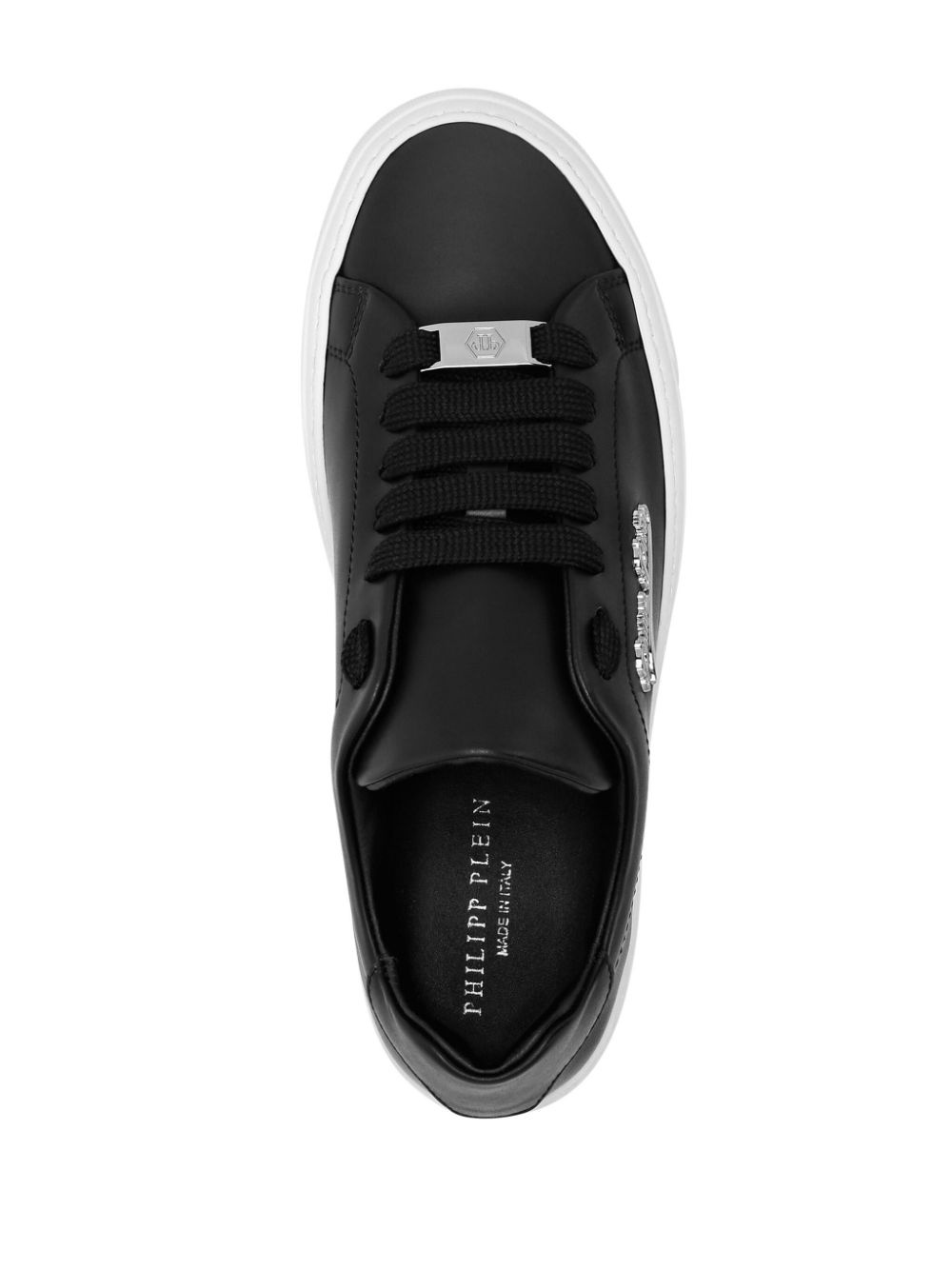 Signature-print leather sneakers - 3