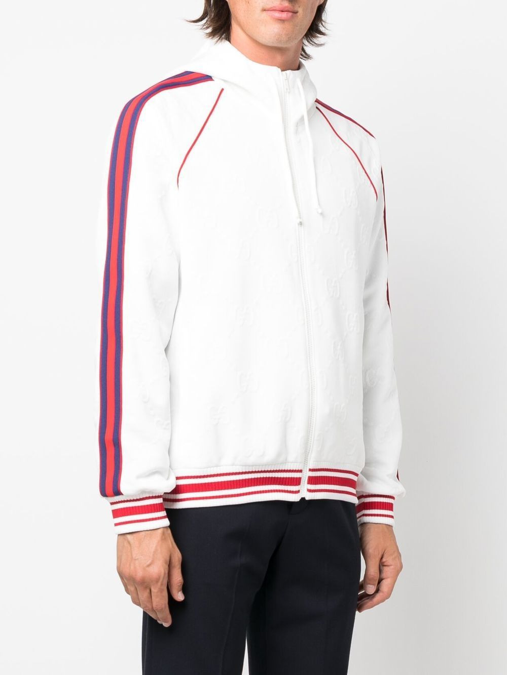 Web stripe zipped hoodie - 3