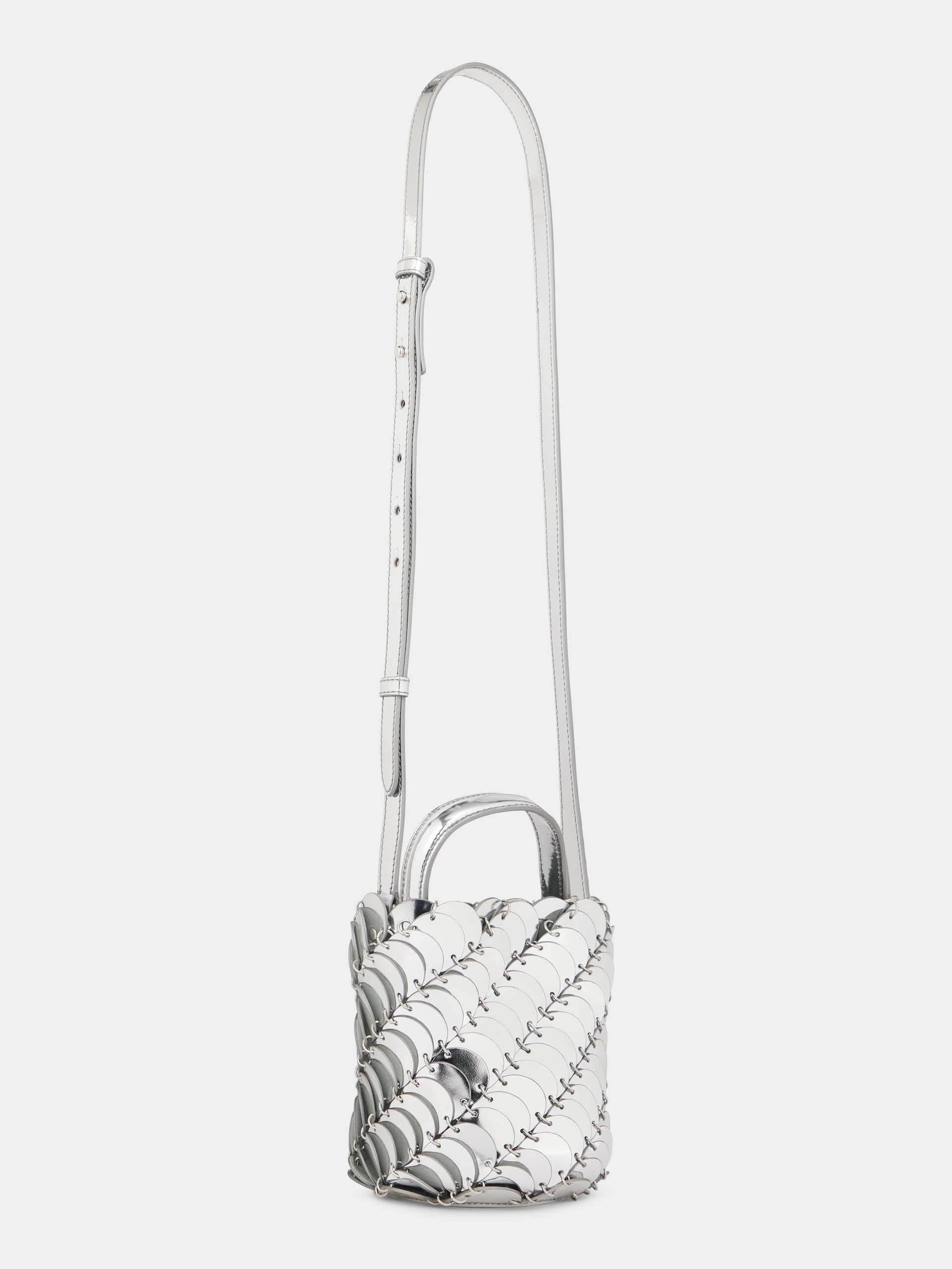 MEDIUM SILVER BUCKET PACO BAG IN LEATHER - 4