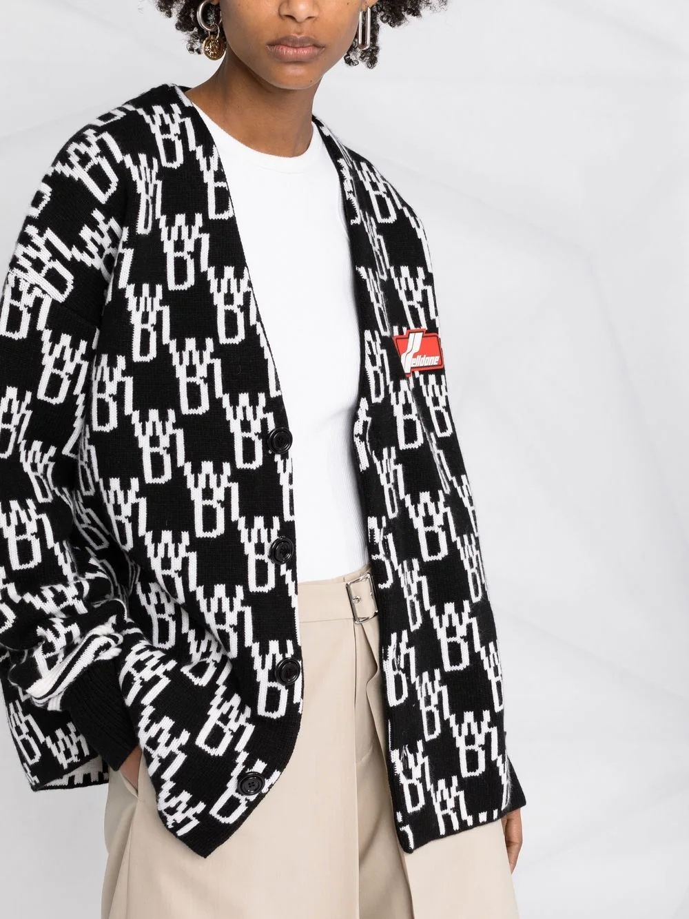 intarsia-knit logo cardigan - 6
