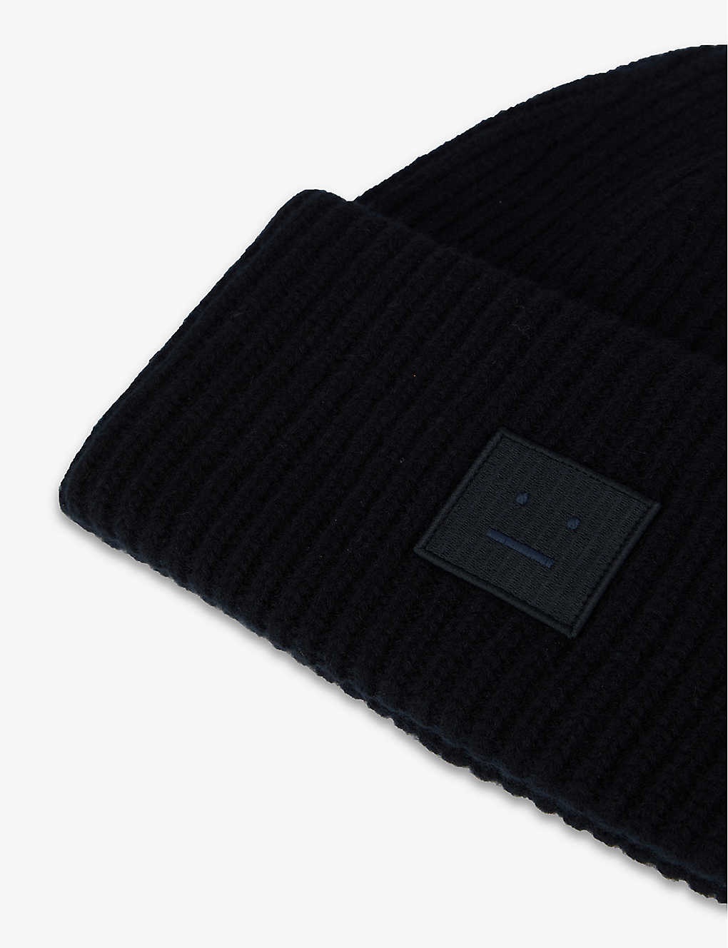 Face logo-patch wool beanie hat - 2