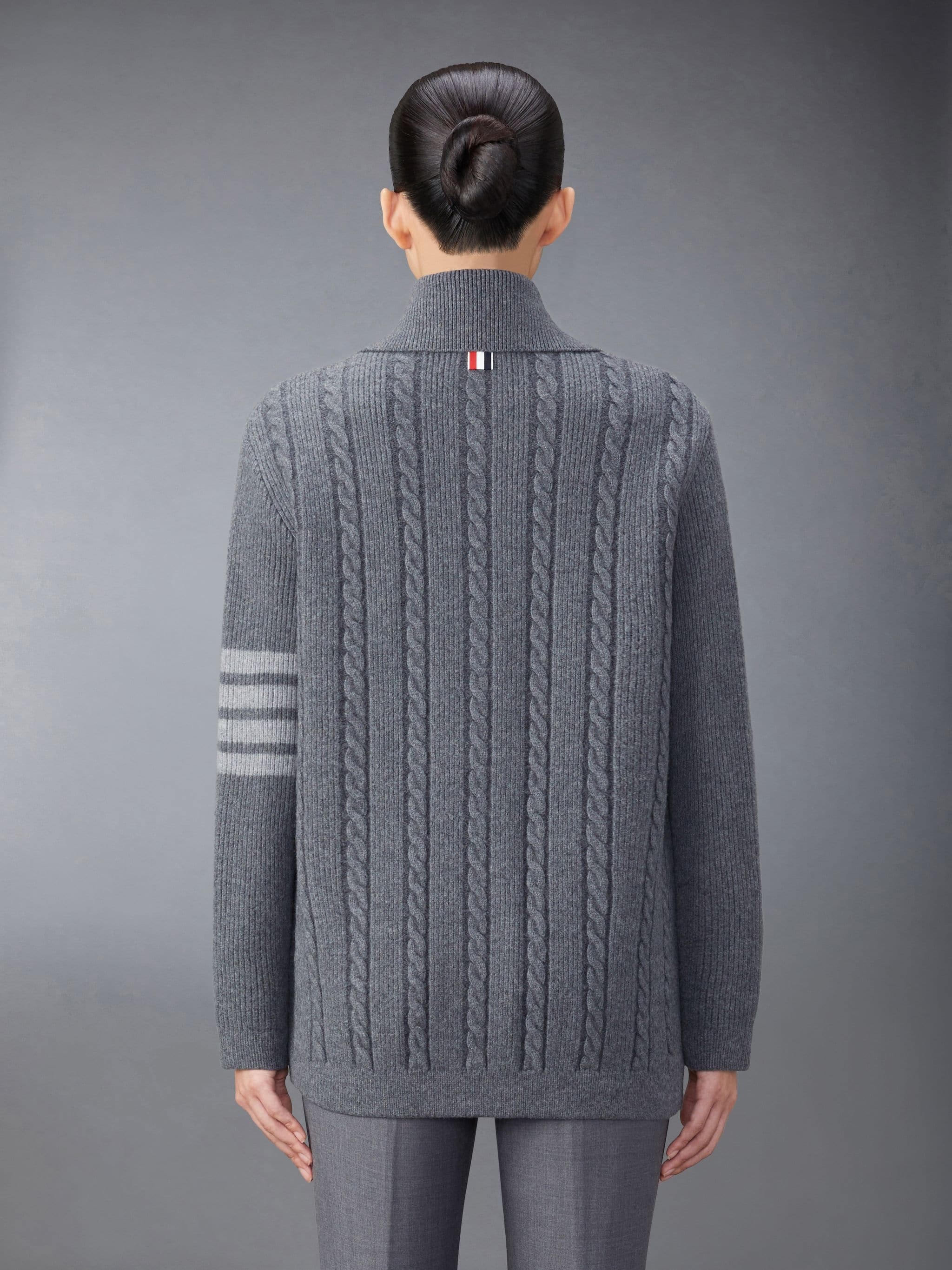 Merino Wool and Cotton 4-Bar Cable Overcoat - 2