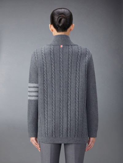 Thom Browne Merino Wool and Cotton 4-Bar Cable Overcoat outlook