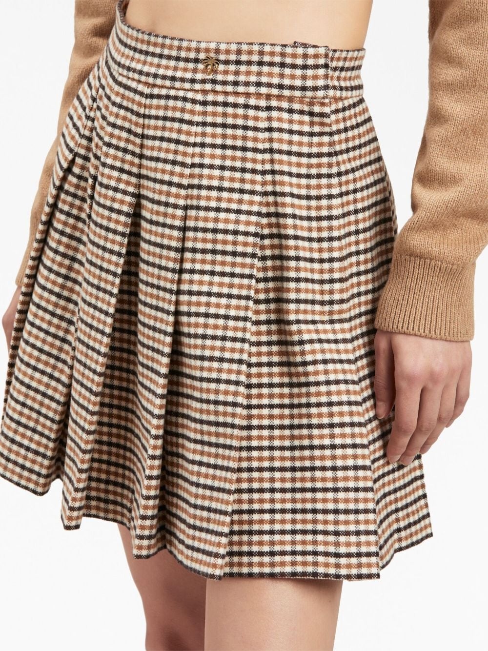 check-pattern pleated miniskirt - 6