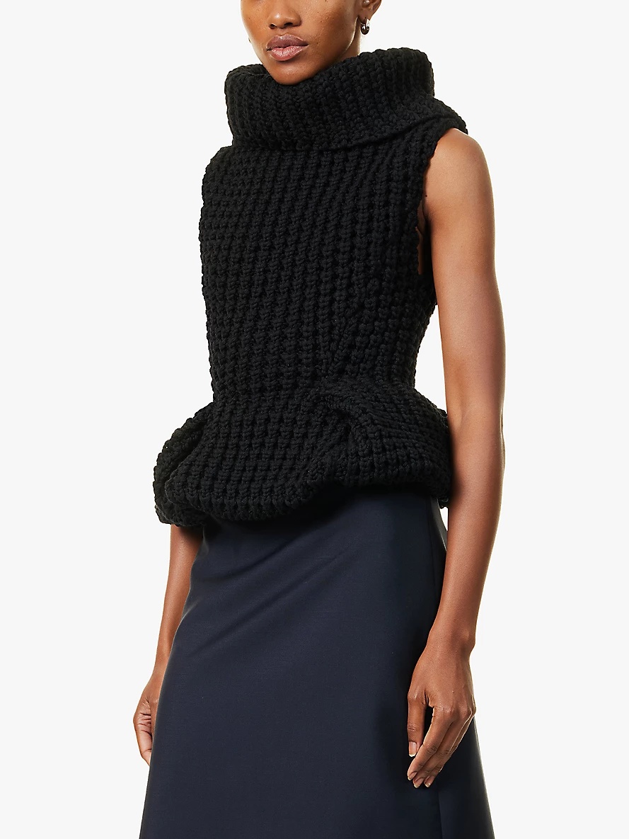 High-neck peplum wool jumper - 3