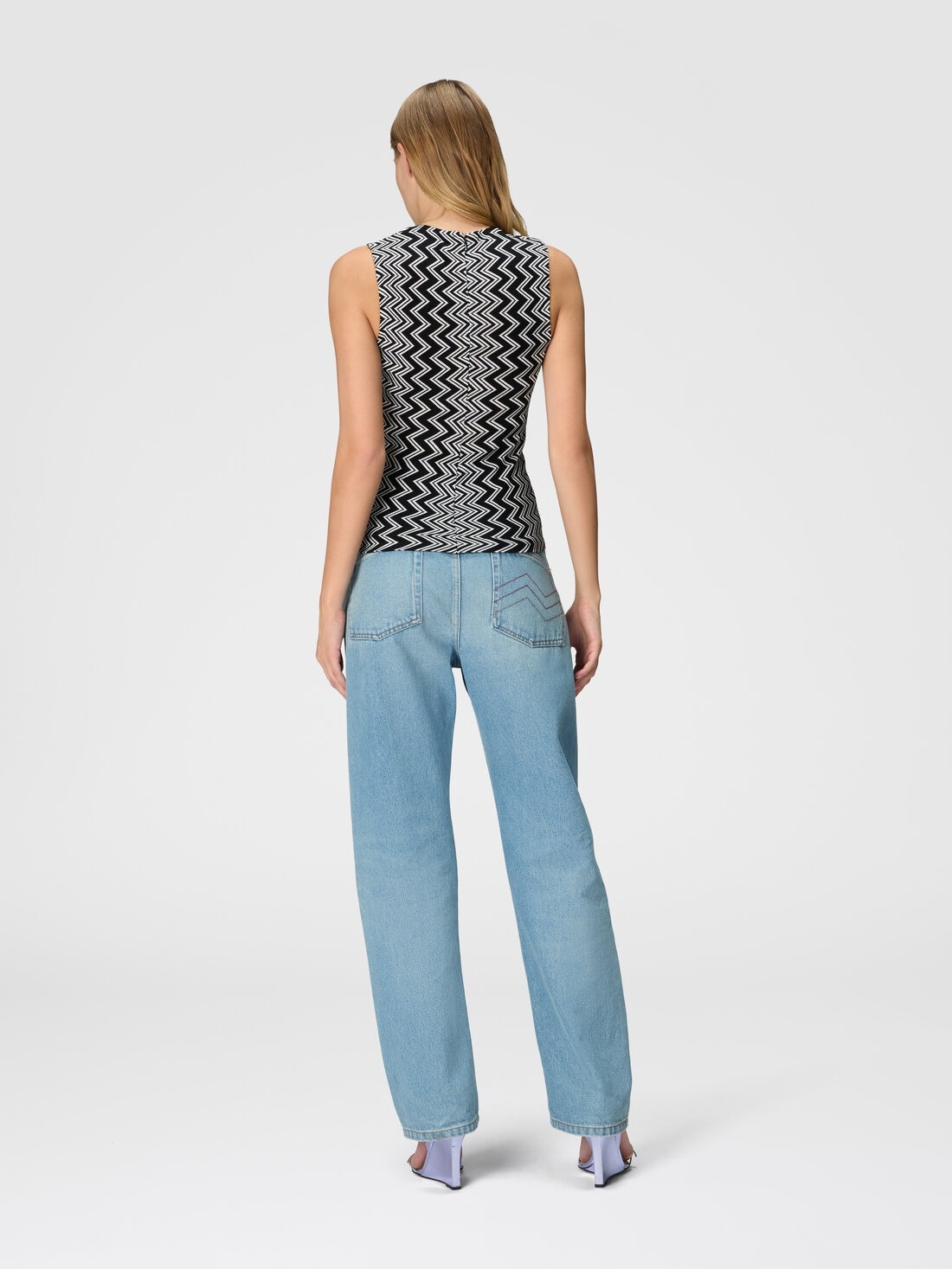 Zigzag wool and viscose tank top - 3