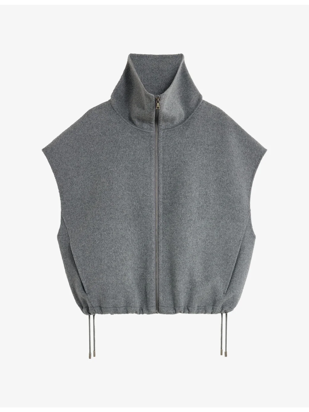 Juno High-Collar Drawstring-Waist Wool-Blend Gilet - 1