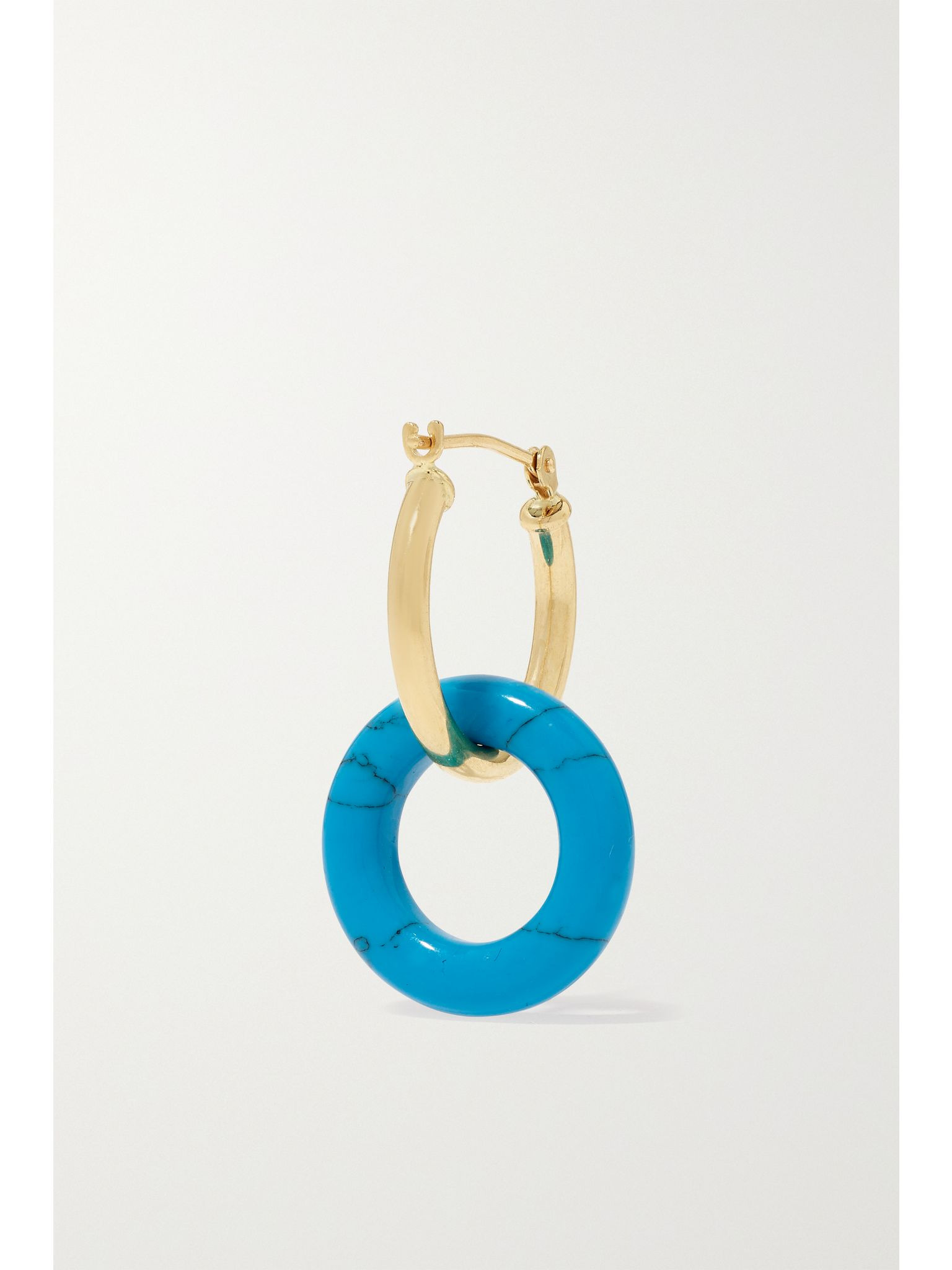Donut 14-karat gold turquoise hoop earrings Gold - 4