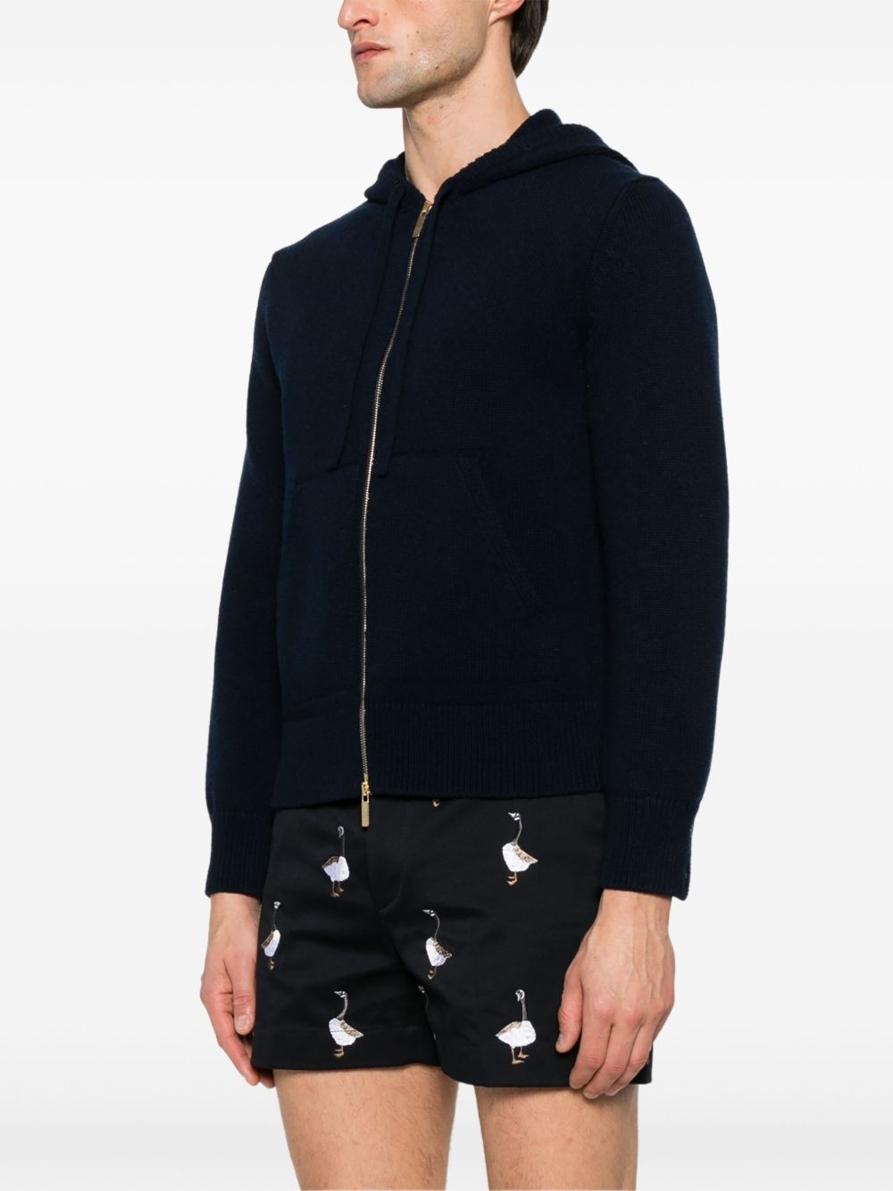 Geese-intarsia zipped hoodie - 4