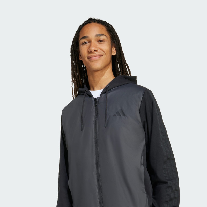 Essentials CLIMAWARM 3-Stripes Insulated Hooded Hybrid Jacket 5