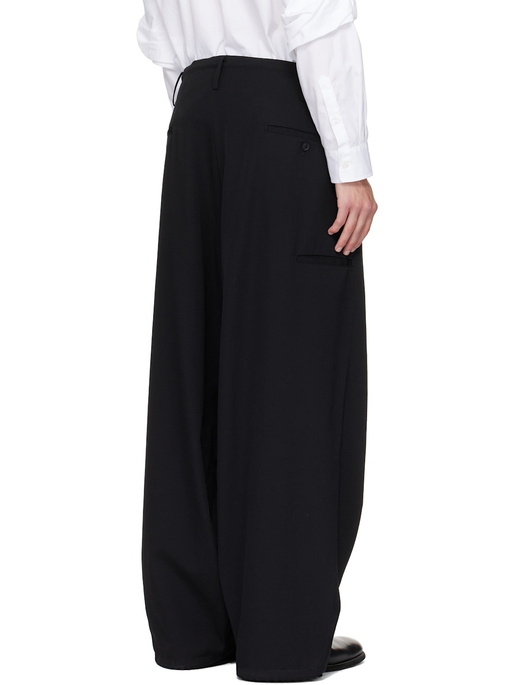Black Wool Gabardine New Standard Wallet Trousers - 3