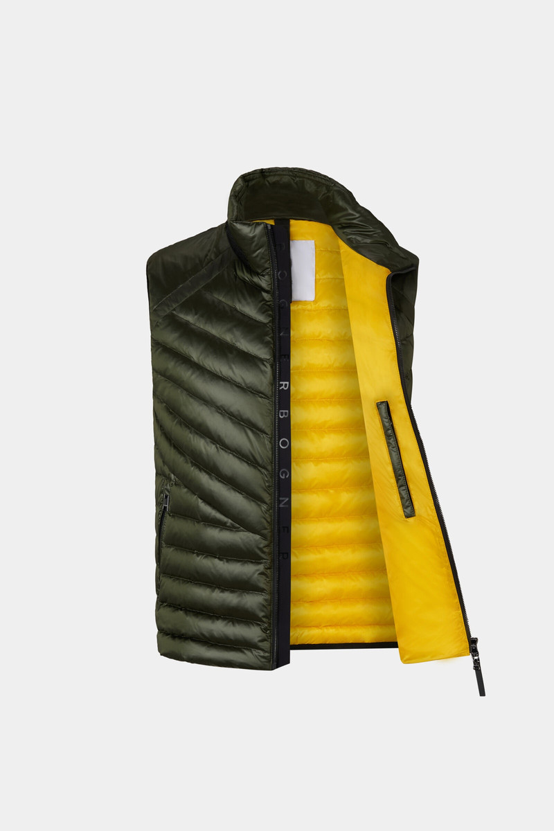 Lasse Lightweight down gilet in Olive green 8