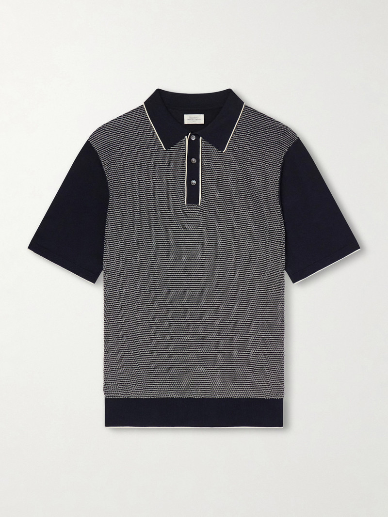 Jacquard-Knit Cotton Polo Shirt 1
