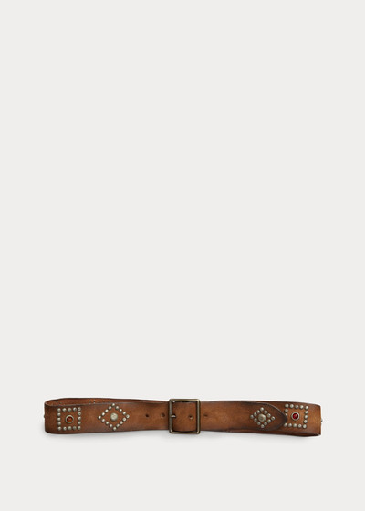 RRL by Ralph Lauren Studded Roughout Leather Belt outlook
