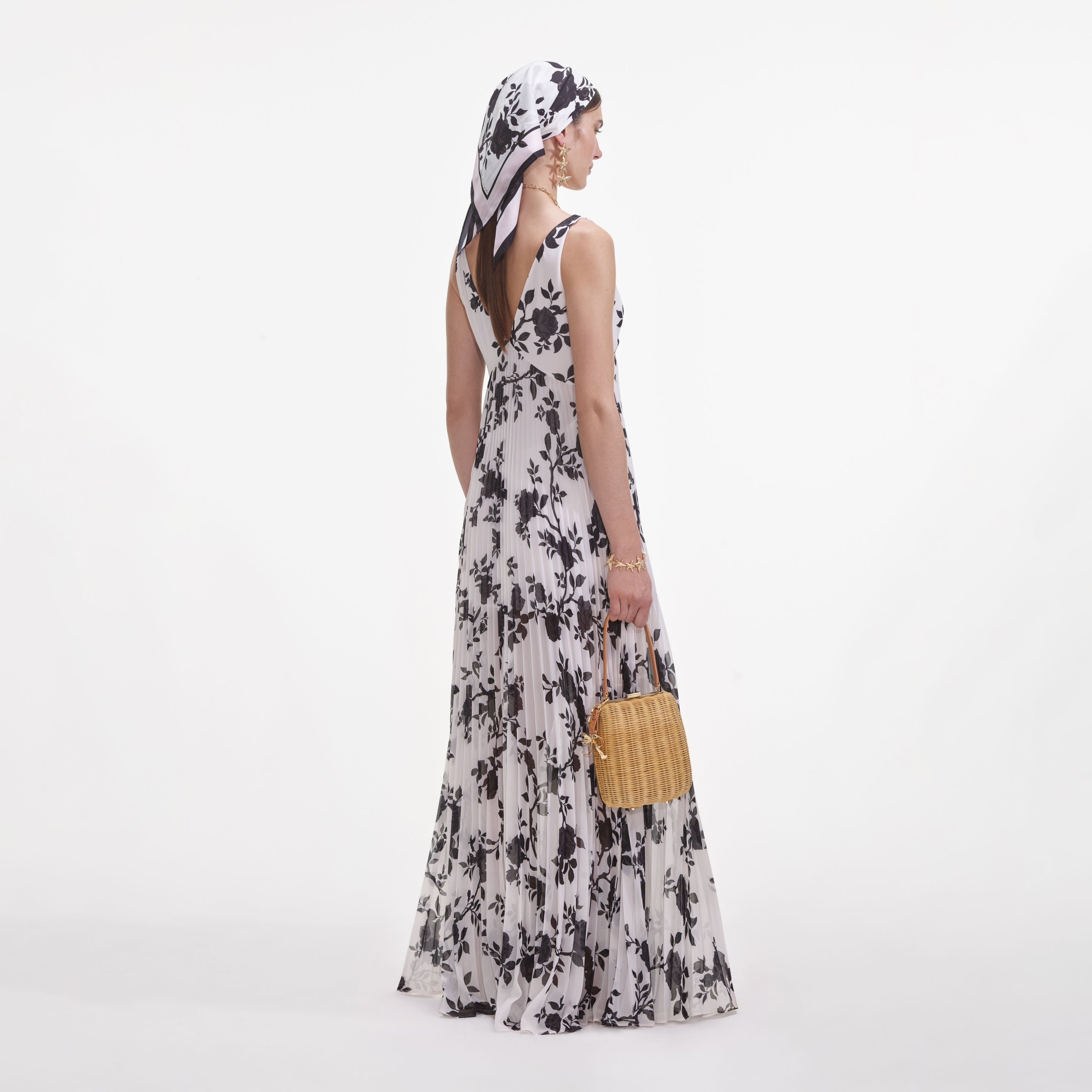 Floral Print Chiffon Maxi Dress - 3