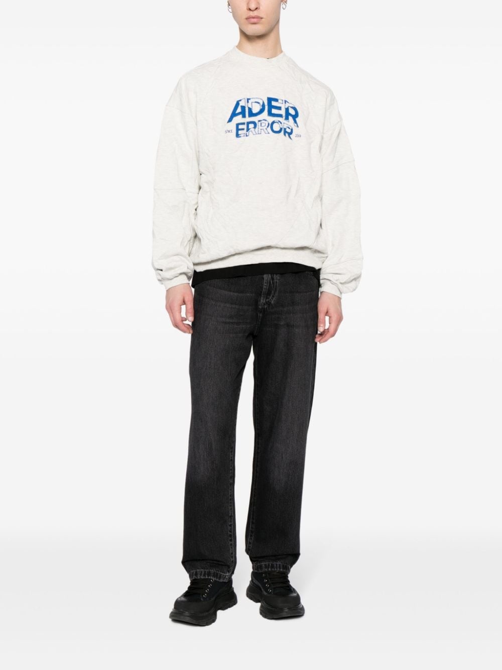 logo-embroidered crinkled sweatshirt - 3