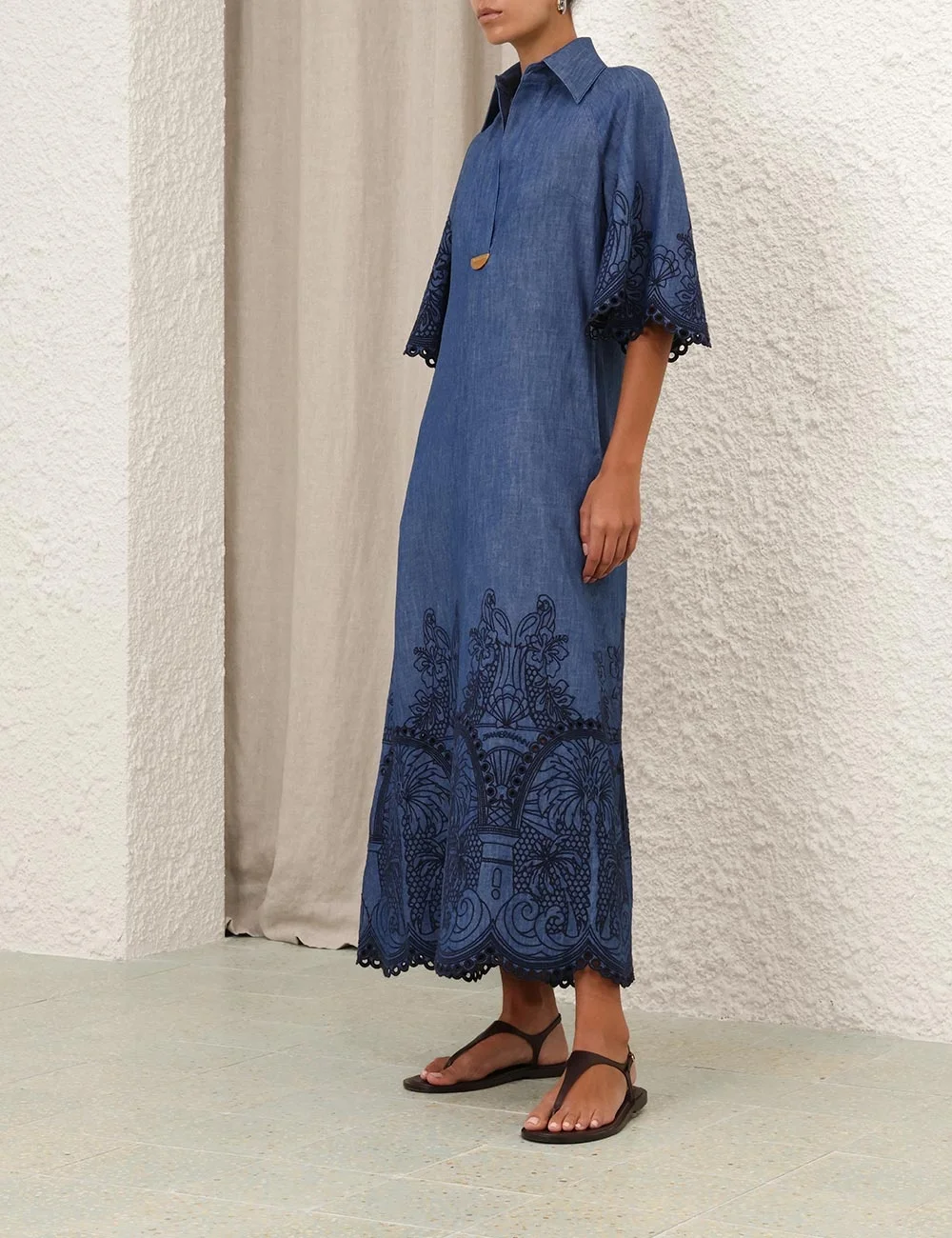 COCO EMBROIDERED DENIM DRESS