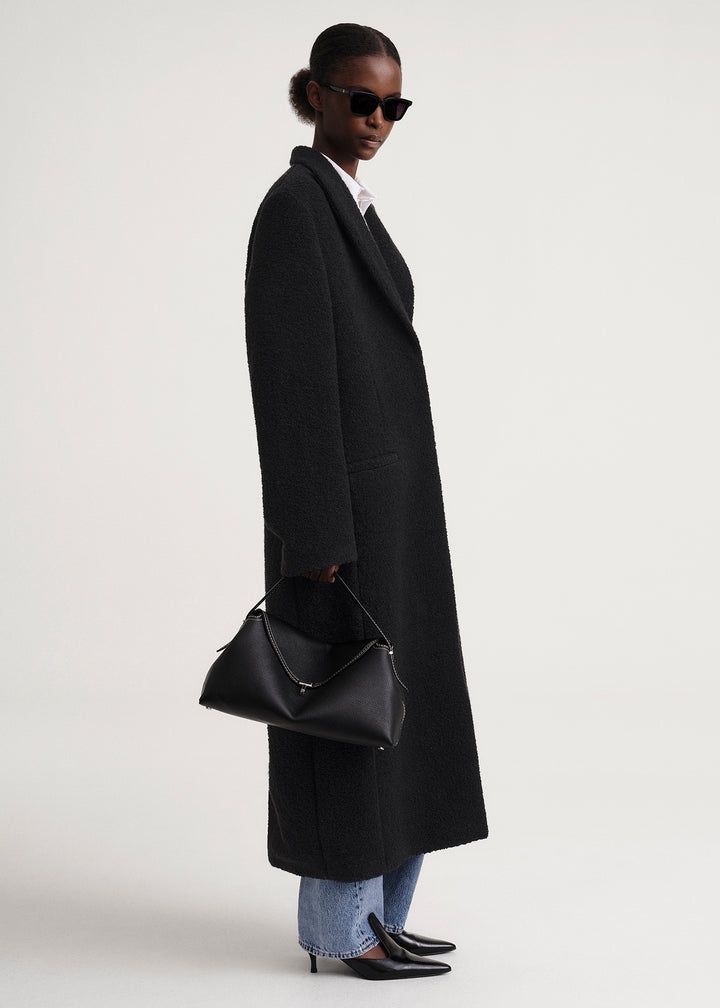 Bouclé wool peak lapel coat black - 3
