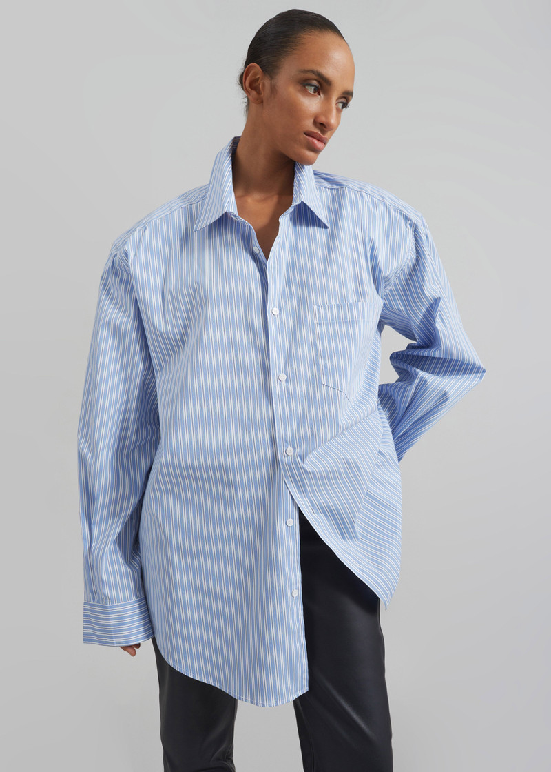 Cyrus Button Up Shirt - Blue/White Stripe 3