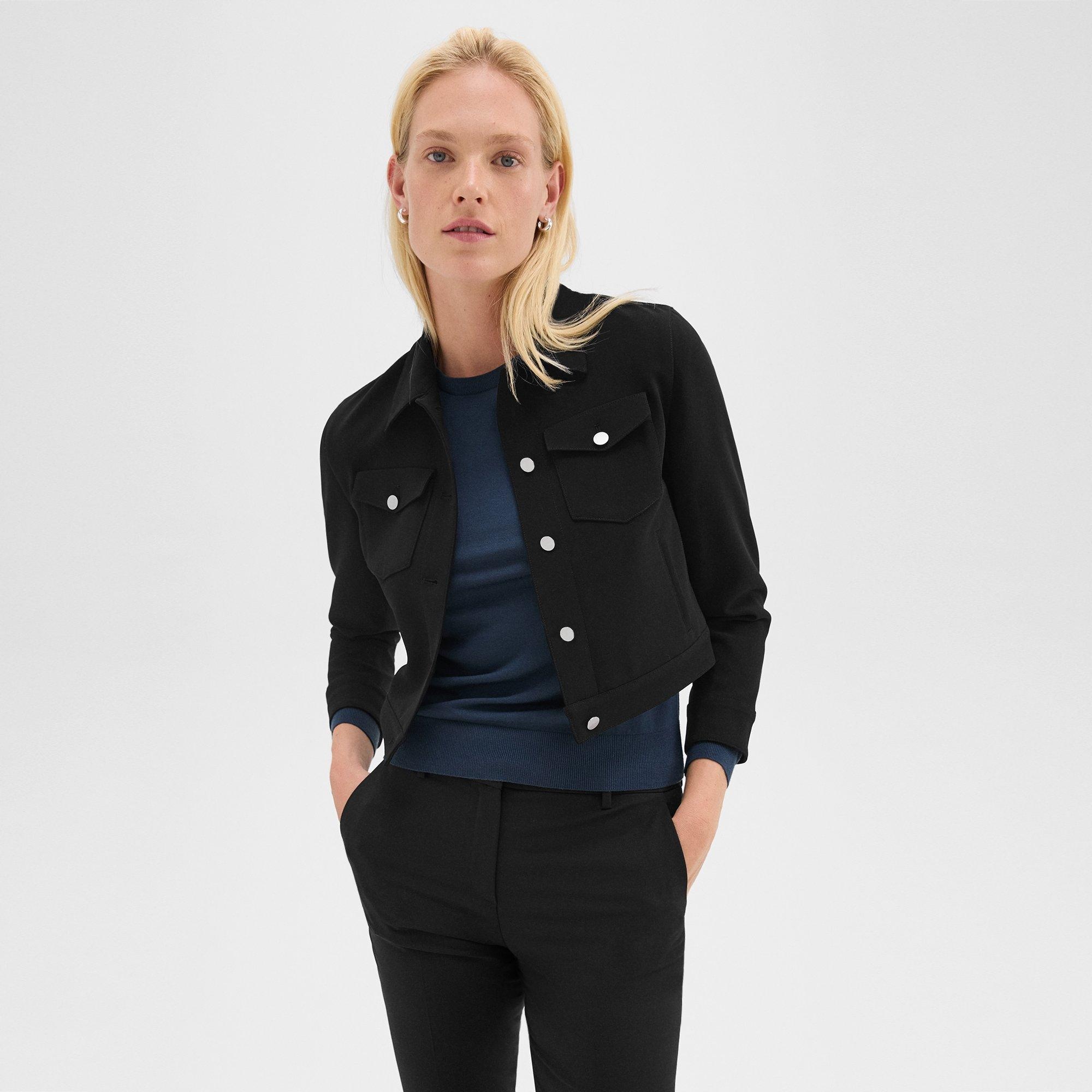 Shrunken Trucker Jacket in Admiral Crepe - 2