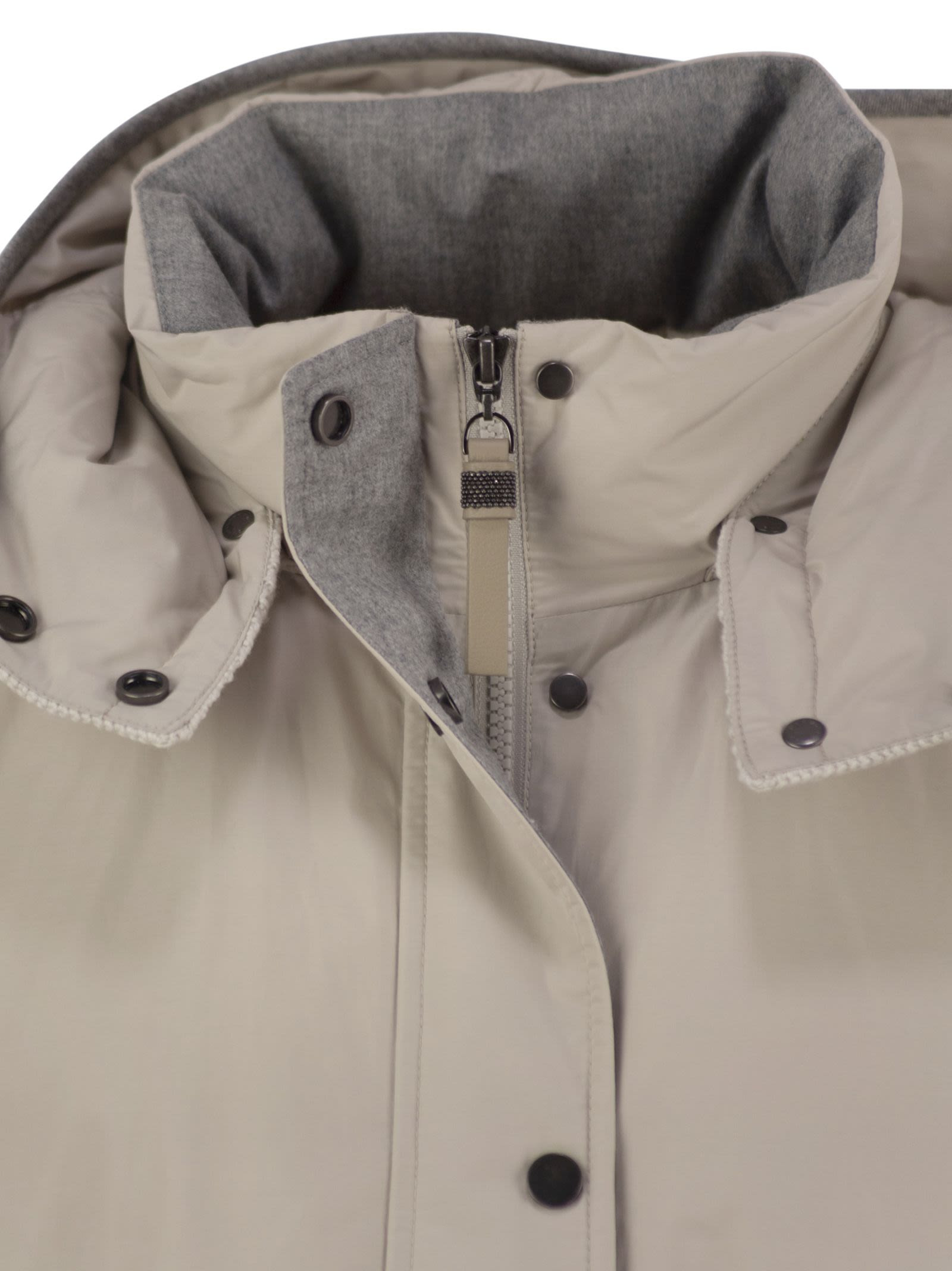 Brunello Cucinelli Women Water-Repellent Techno Cotton Taffeta Down Jacket With Hood - 4
