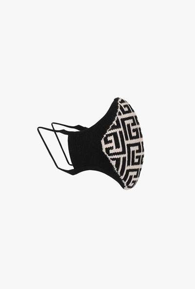 Balmain Ivory and black cotton mask with Balmain monogram pattern outlook