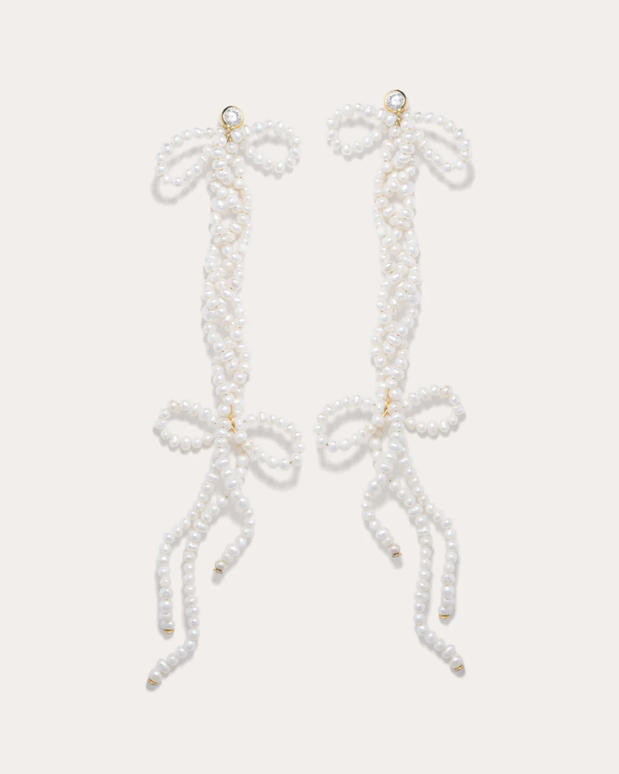 18K Gold-Plated Silver Freshwater Pearl and Cubic Zirconia Earrings - 1