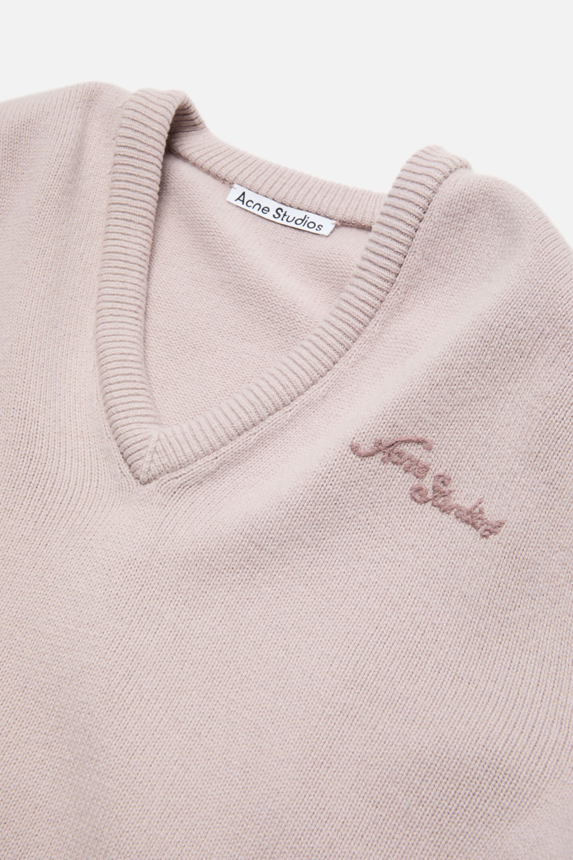 Wool v-neck sweater - Pale grey - 5