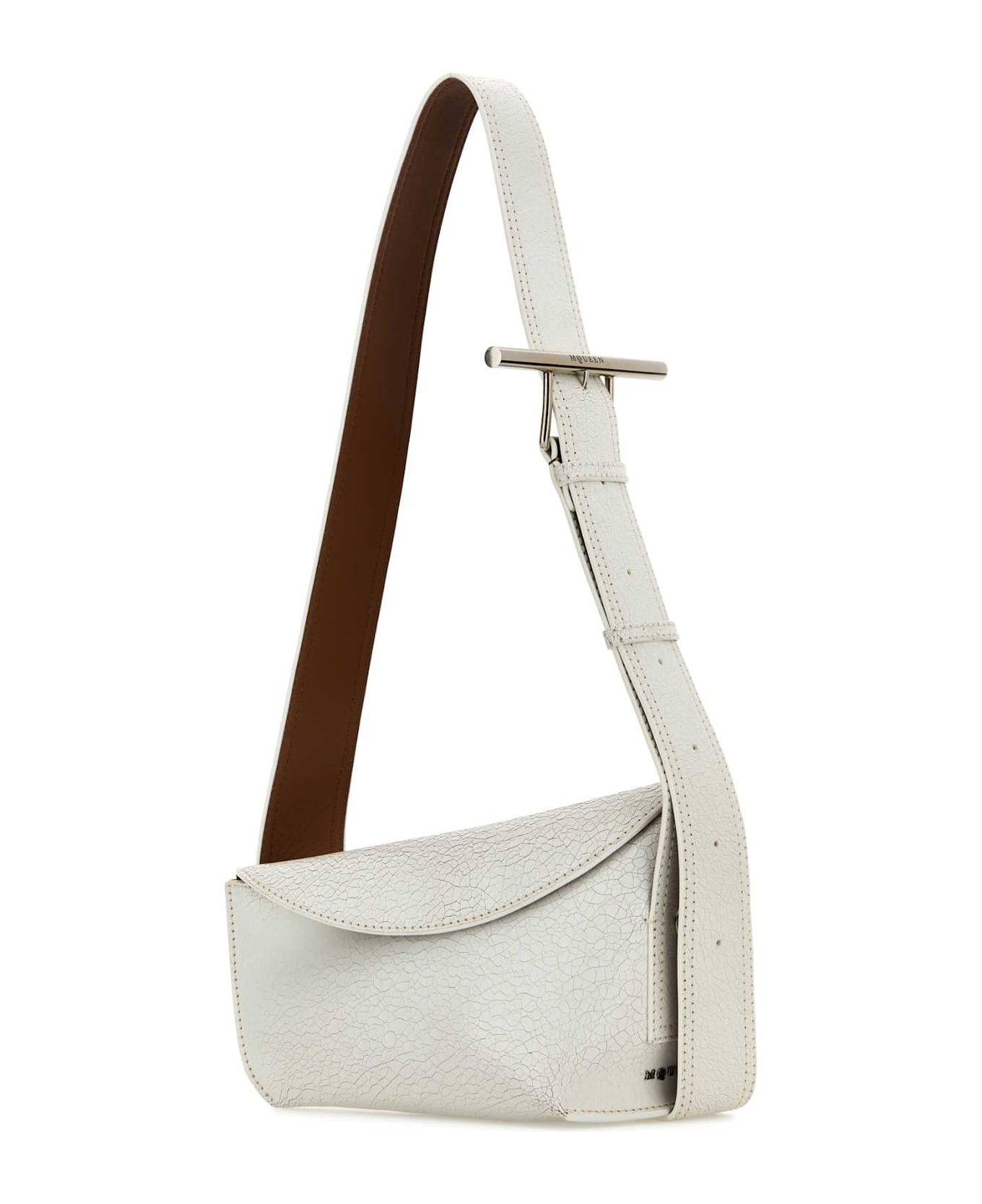 White Leather Sling Crossbody Bag - 2