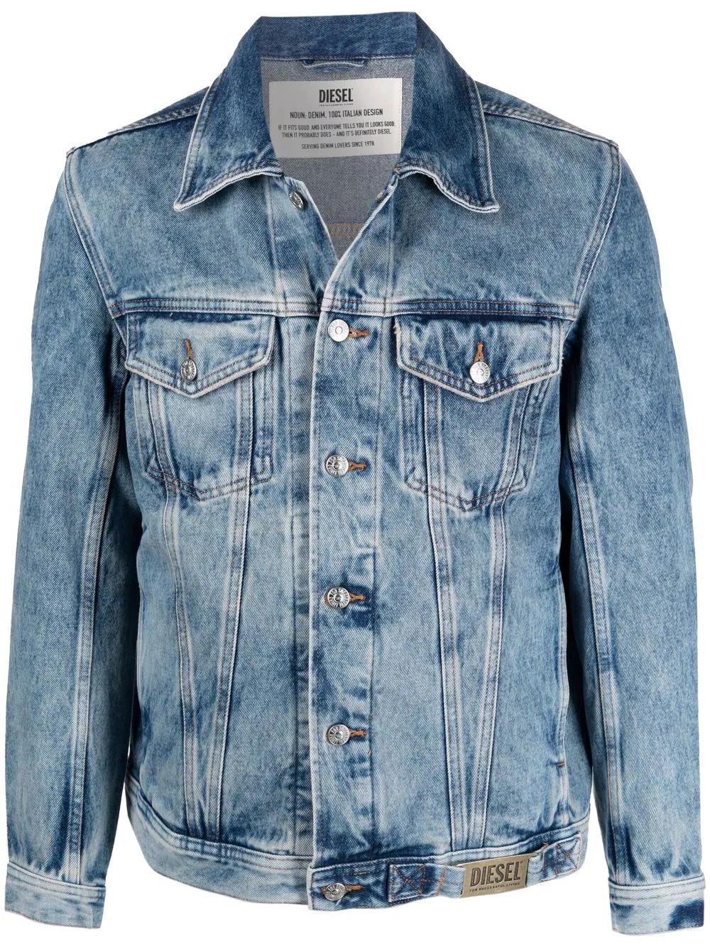 washed button-up denim jacket - 1