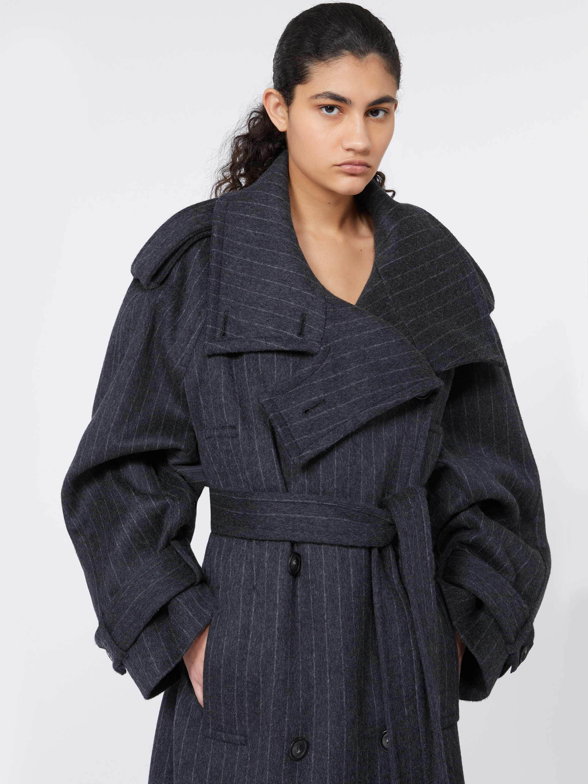 AROLD1234 Pinstriped trench coat in pure wool - RUNWAY - 5