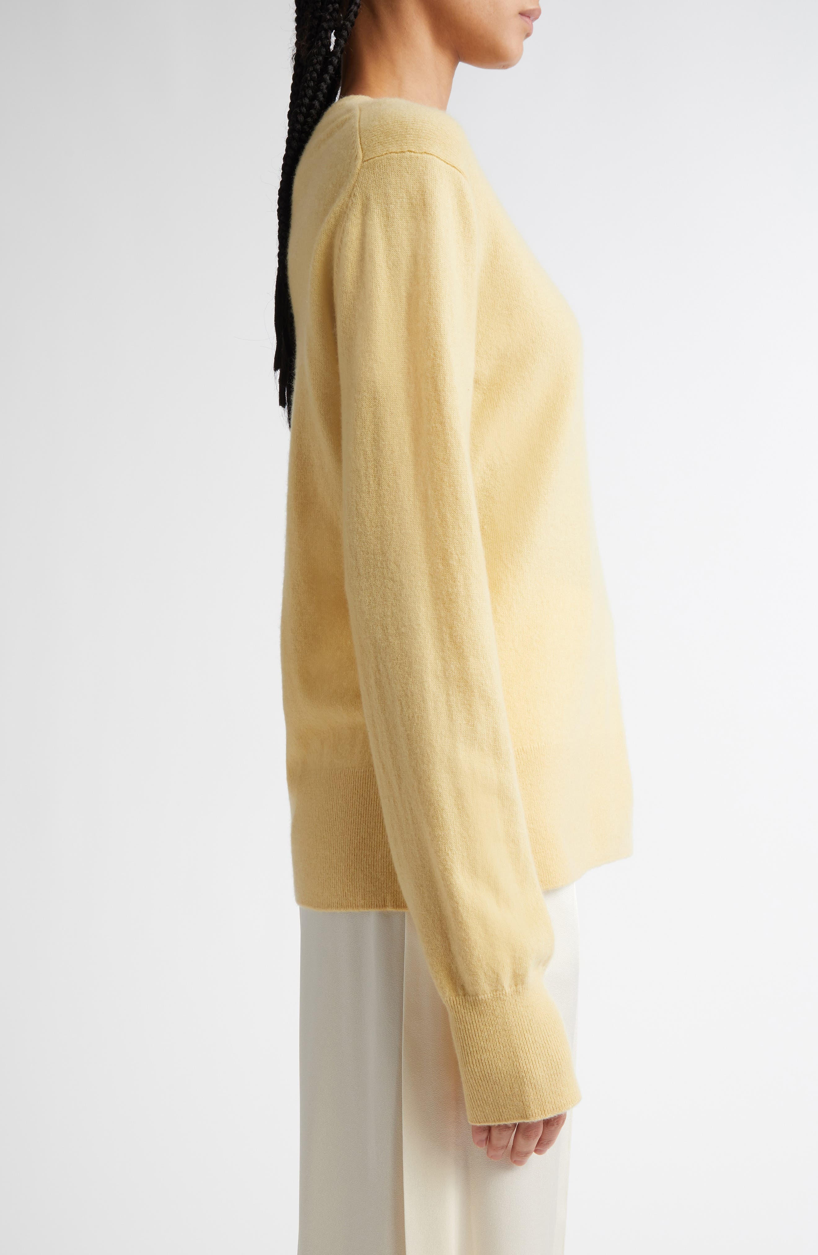 TOTEME Cashmere Crewneck Sweater in Soft Yellow at Nordstrom - 4