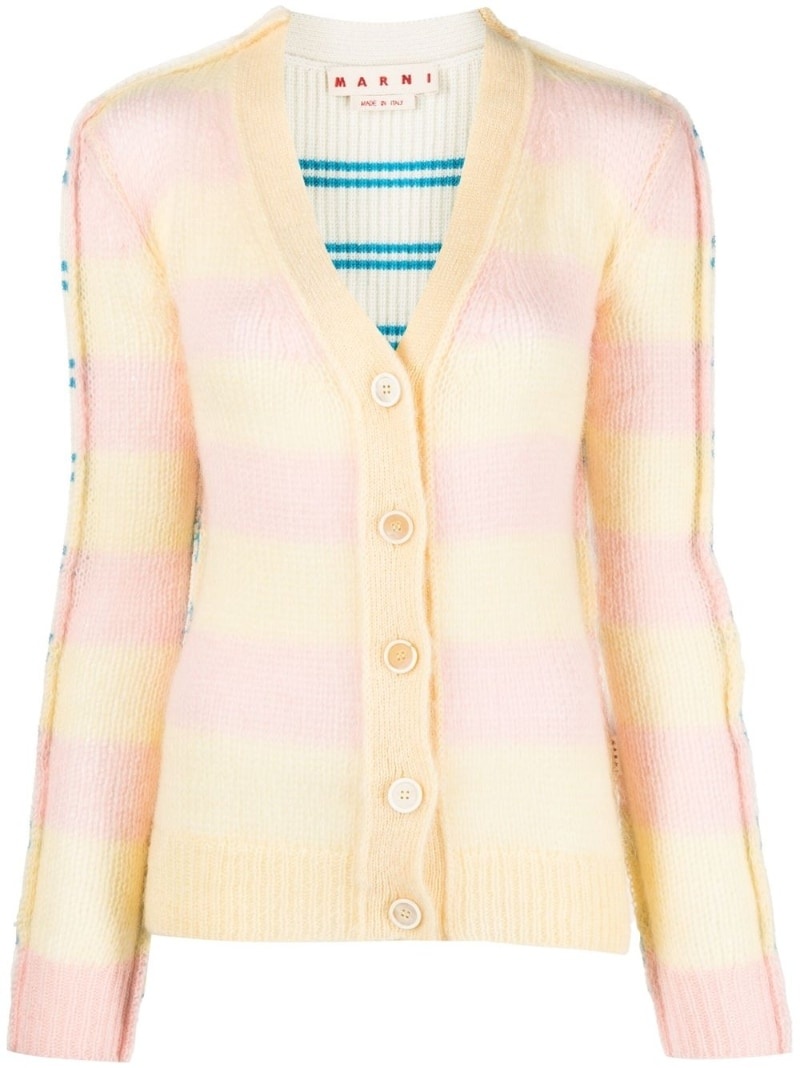 stripe-pattern cardigan - 1