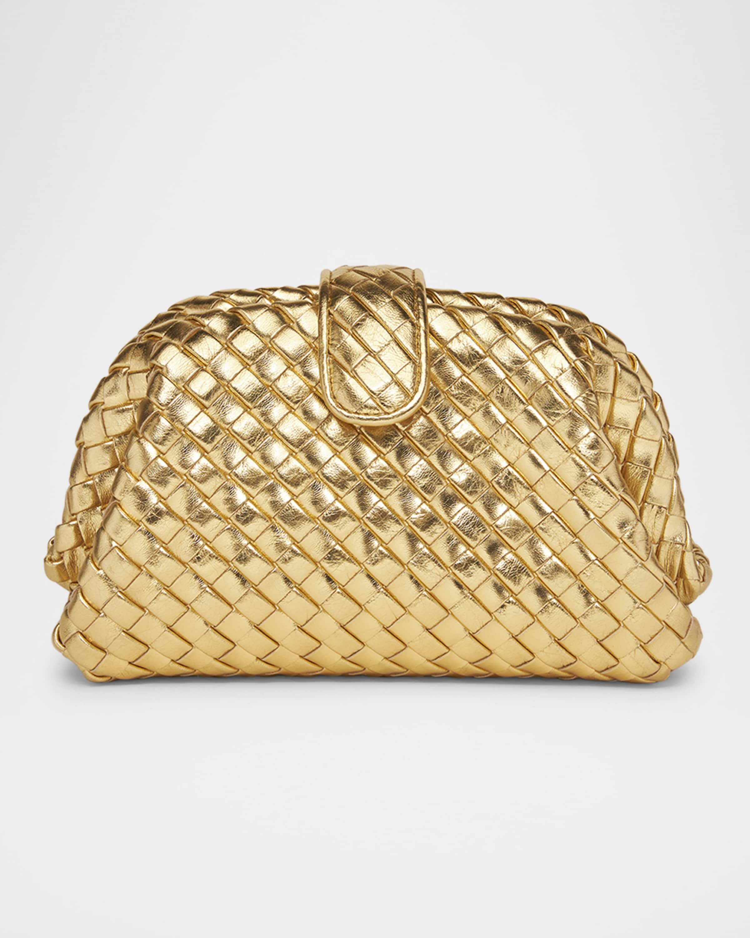 Bottega Veneta Mini Lauren 1980 Metallic Leather Clutch Bag