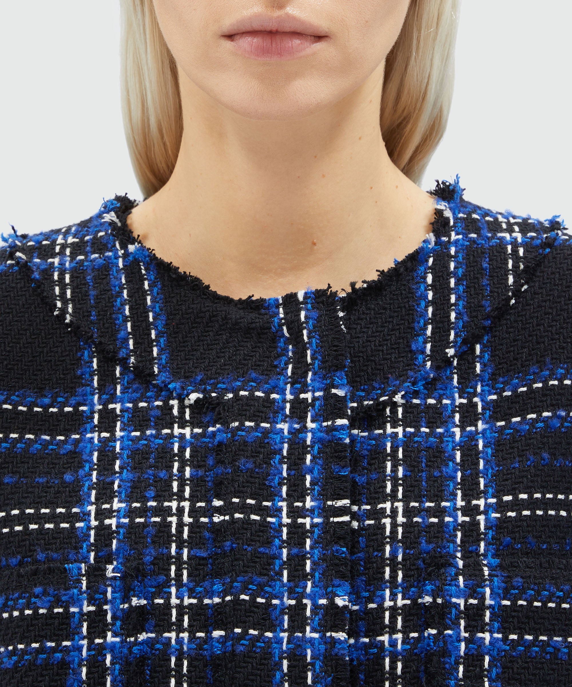 Cotton tweed black tartan jacket - 5