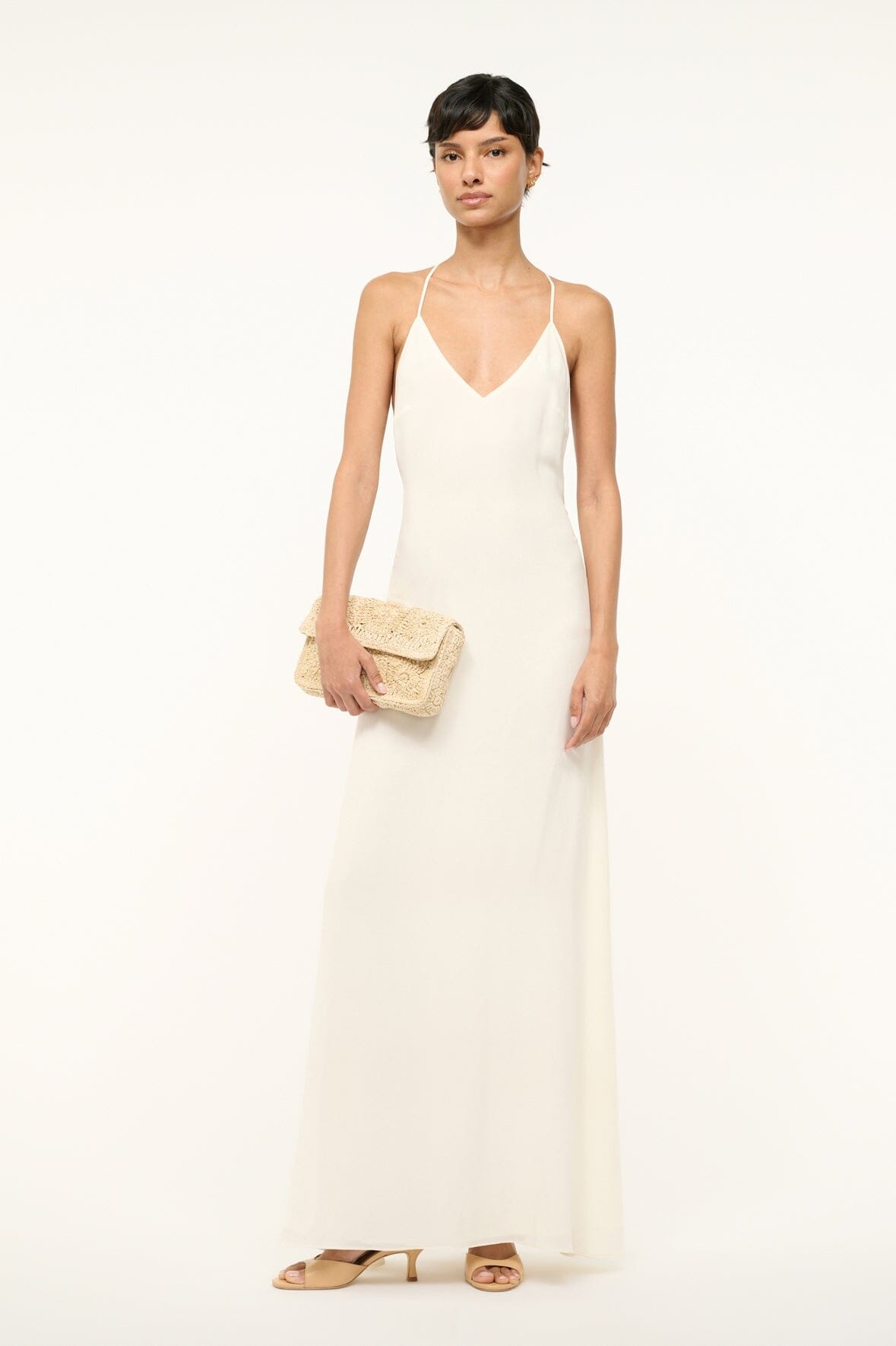 STAUD MACHU SILK DRESS IVORY - 2