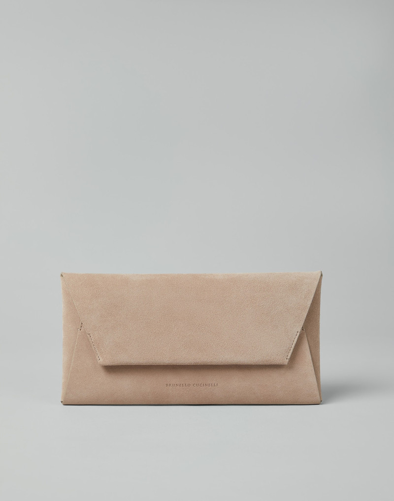 Suede envelope bag with precious chain 1