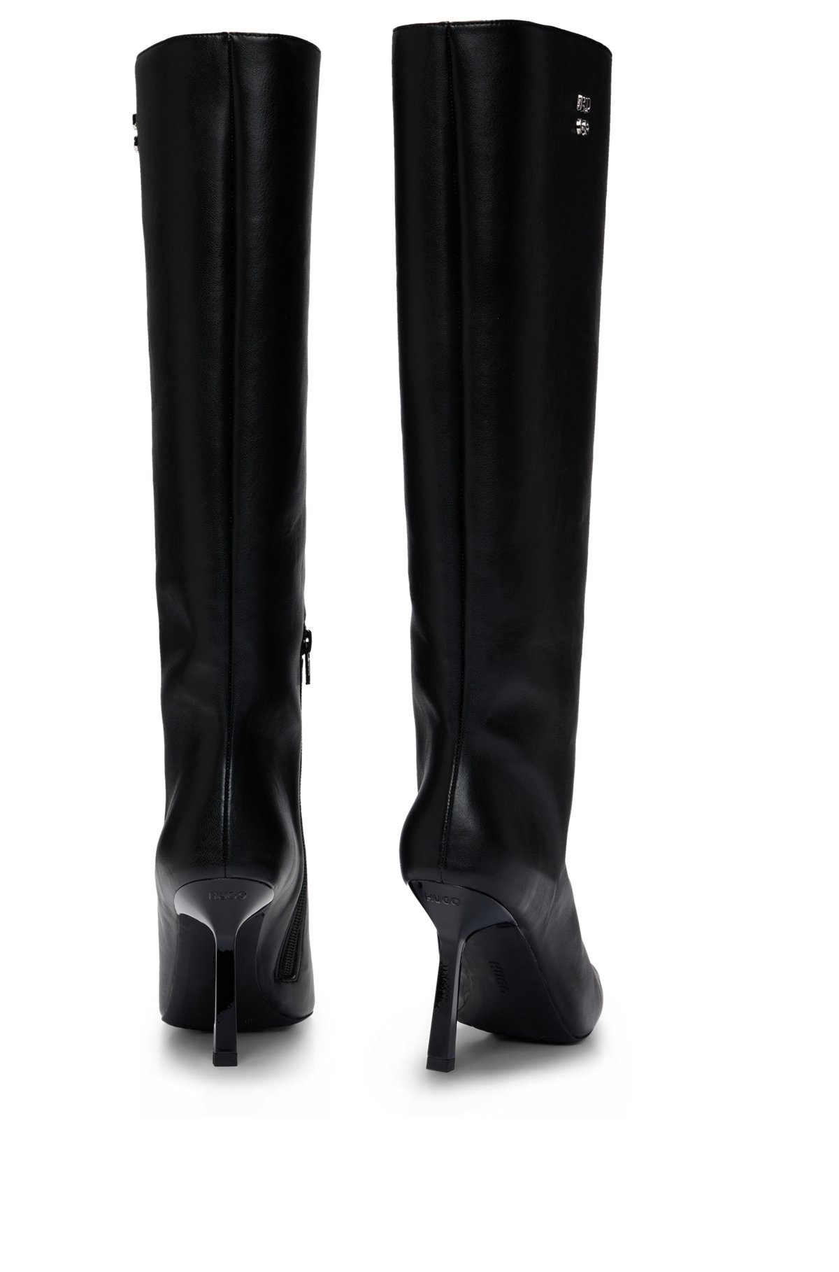 KNEE-HIGH BOOTS IN NAPPA LEATHER WITH STACKED LOGO - 6