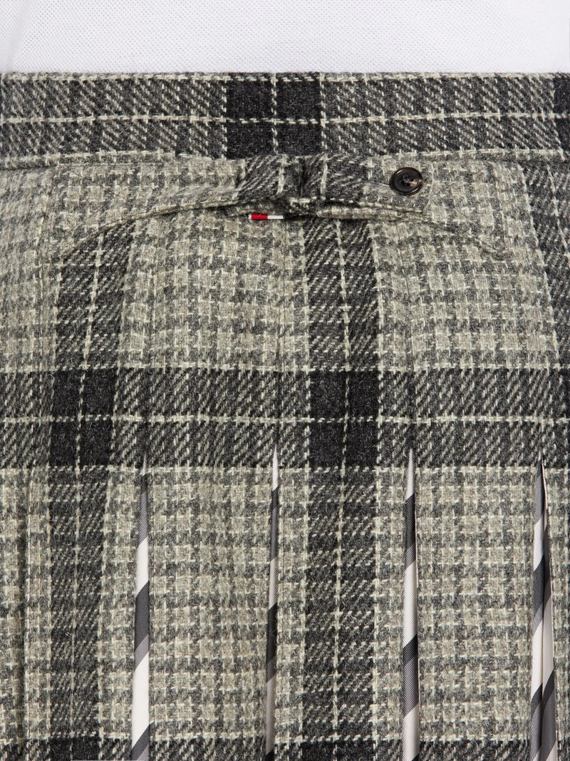 Medium Grey Grid Windowpane Check British Wool Combo Insert Classic Rise Backstrap Pleated Skirt 6