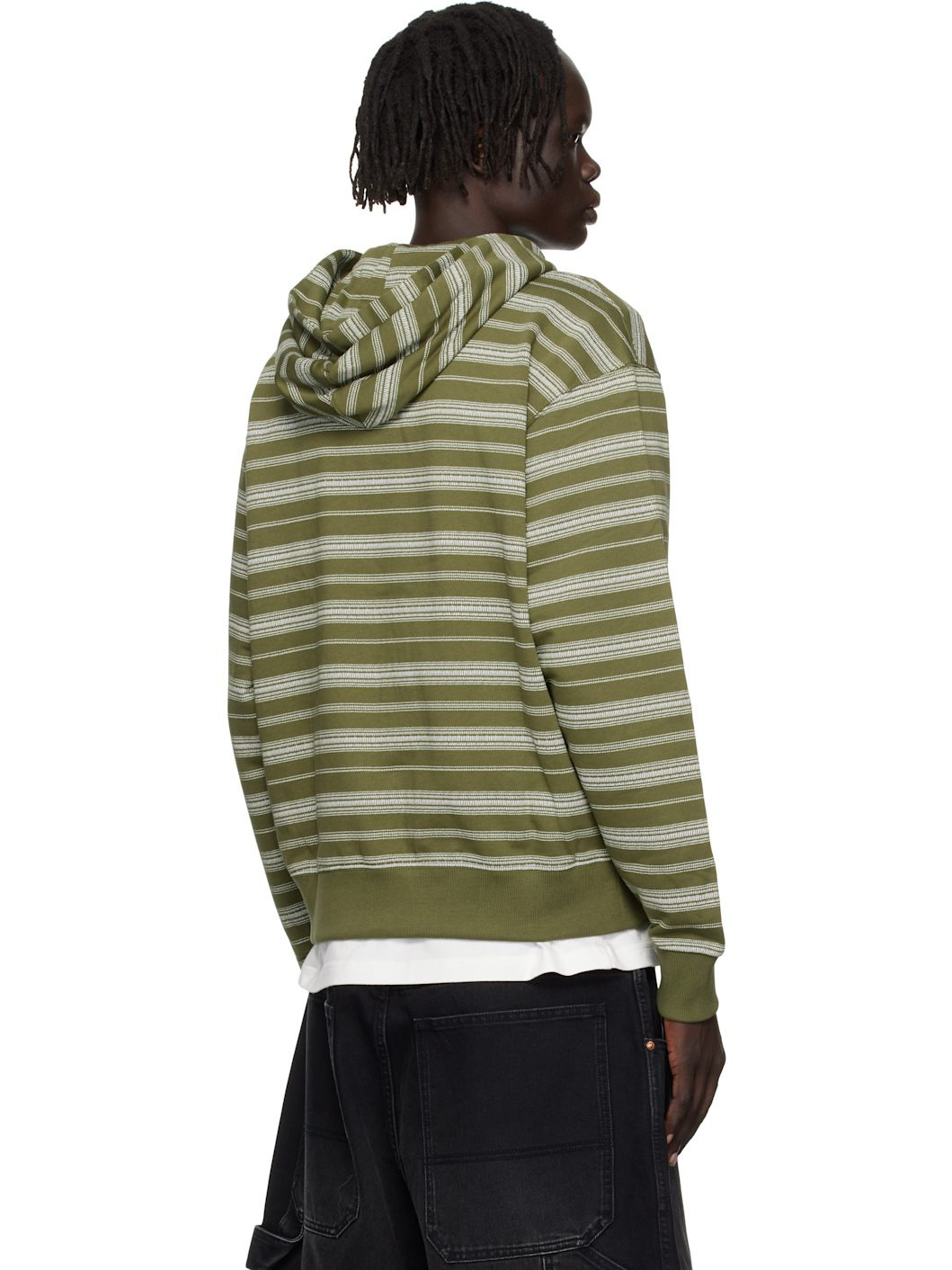 Khaki Kenzo Paris 'Boke Flower' Striped Embroidered Hoodie - 3
