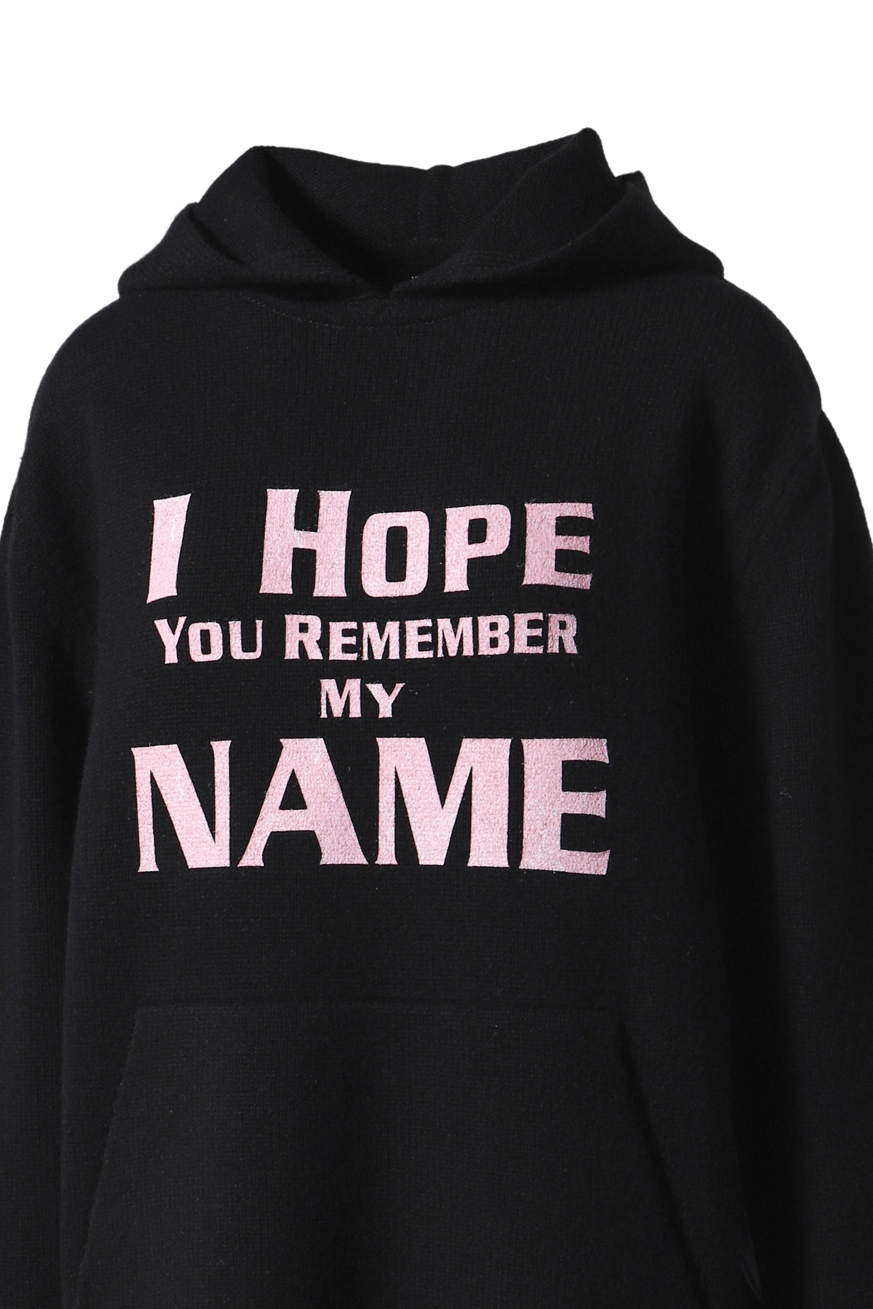 BLACK PRINTED KNIT HOODIE / BLK - 4