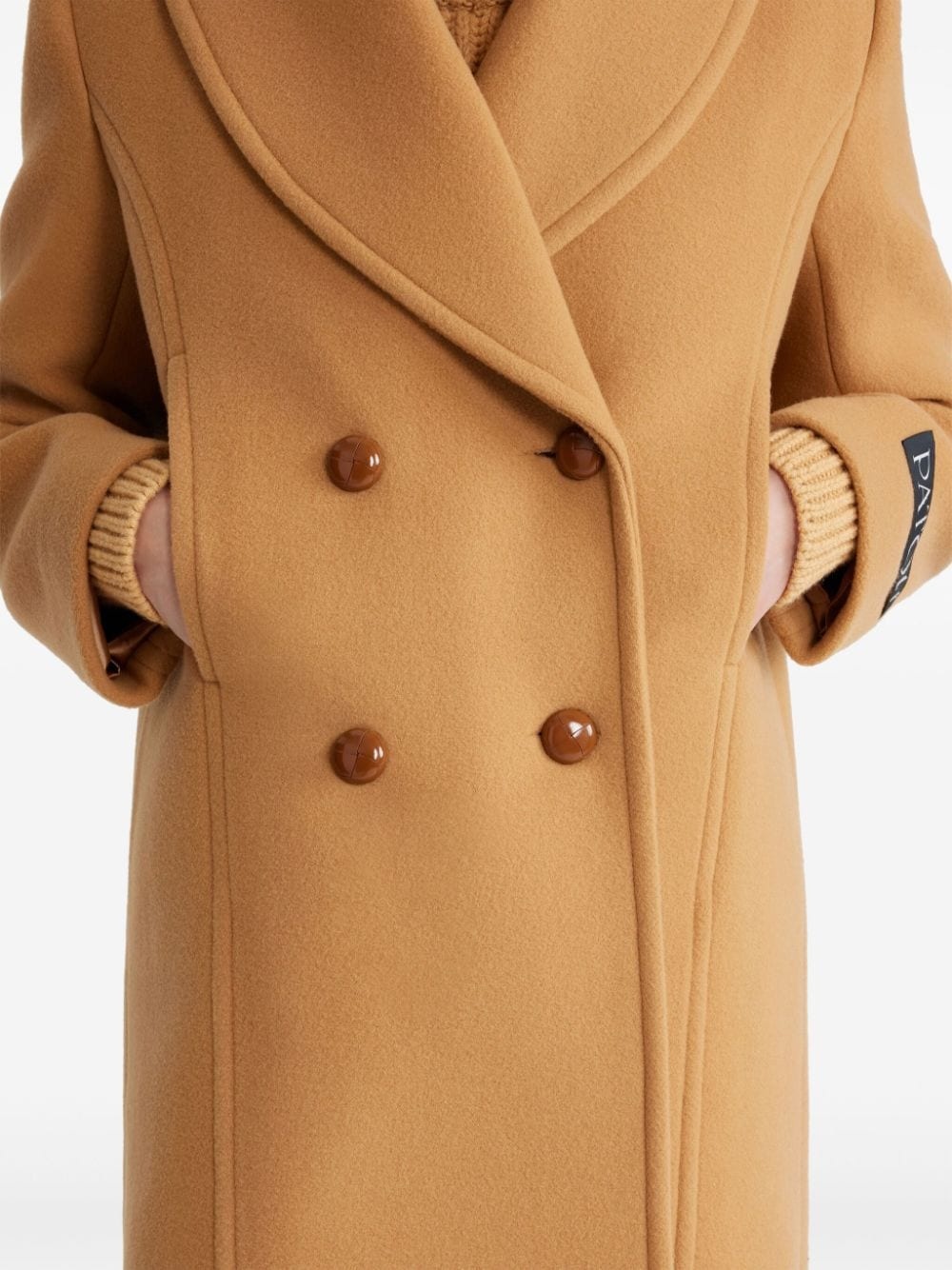 logo-patch double-breasted coat - 4