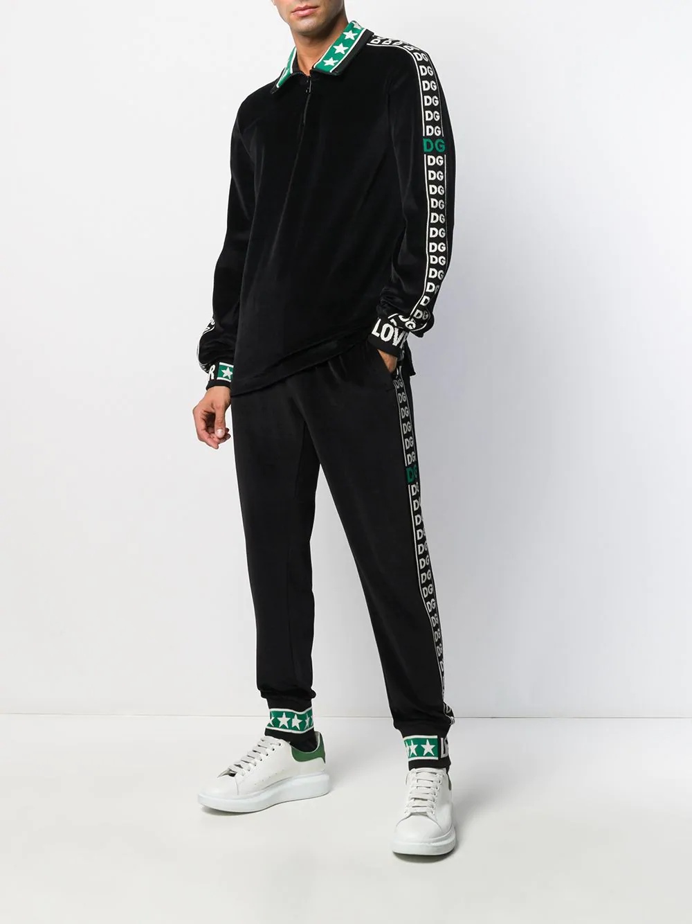 cuffed logo stripe track pants - 2