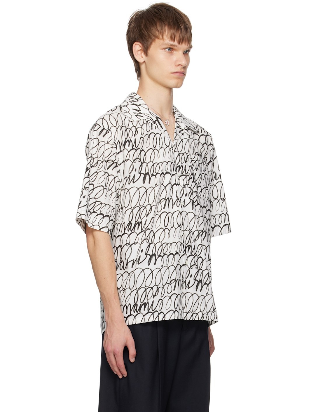 White Scribble Motif Shirt - 2
