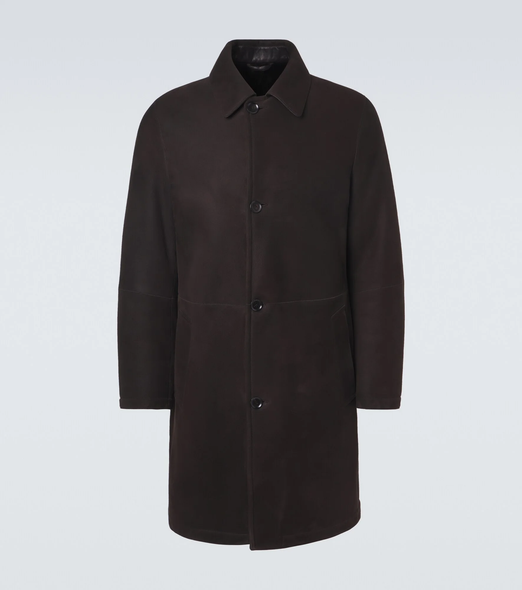 Shearling-lined suede coat - 1