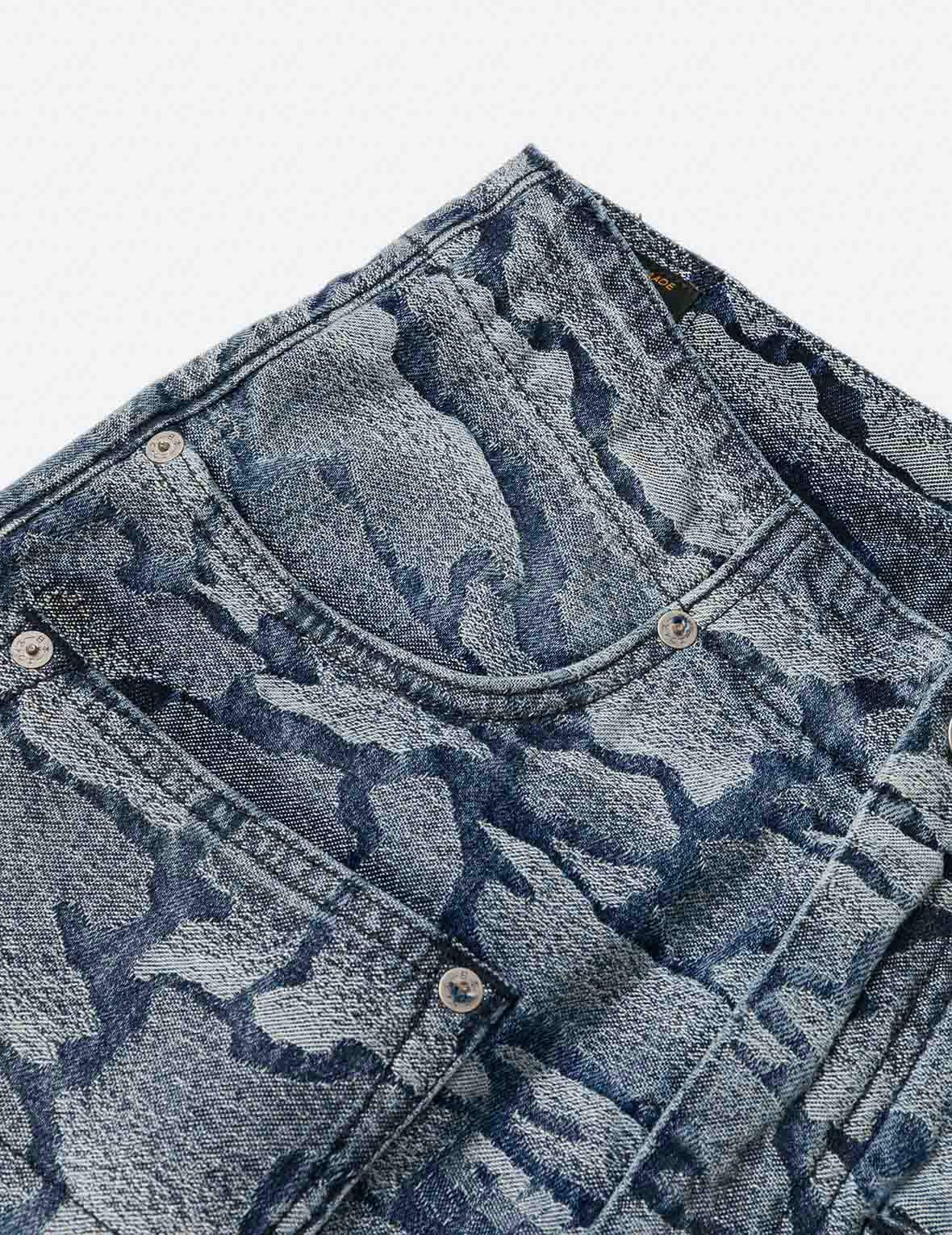 Allover Ishigaki Camouflage Jacquard Fashion Fit Denim Skirt - 7
