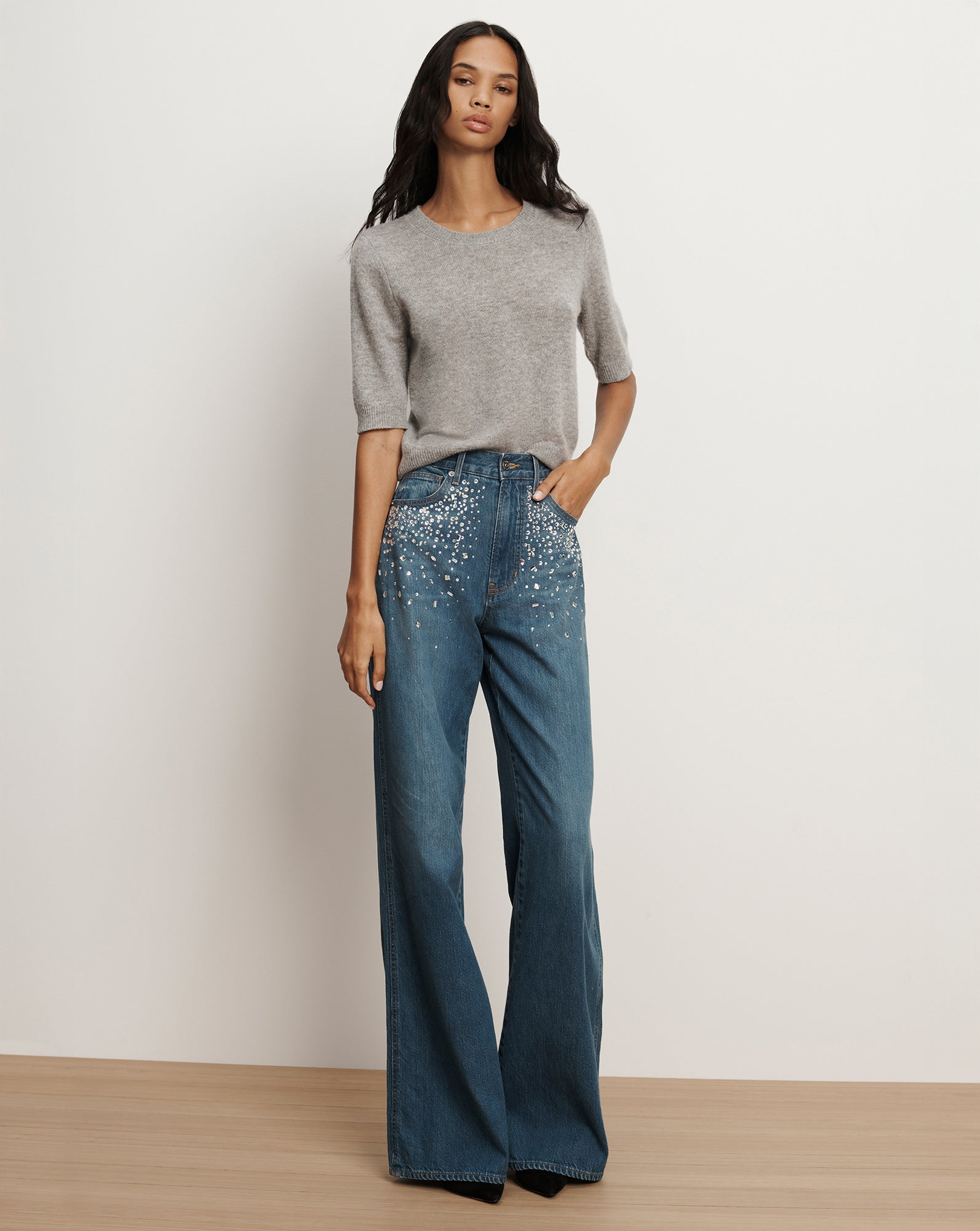 KASEY CRYSTAL WIDE-LEG JEAN - 2