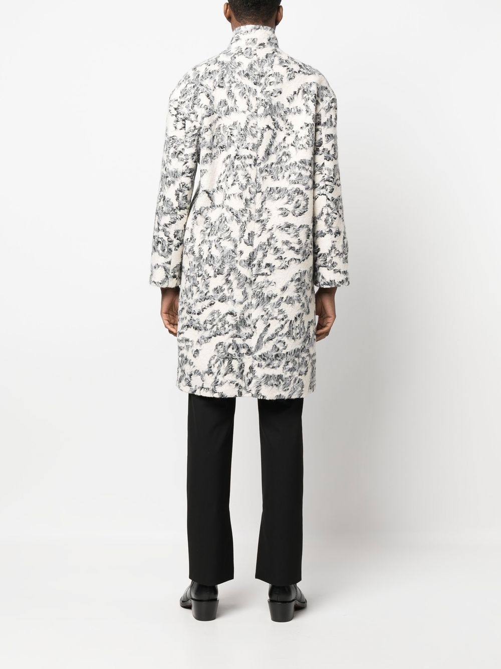 bouclé-effect single-breasted coat - 4